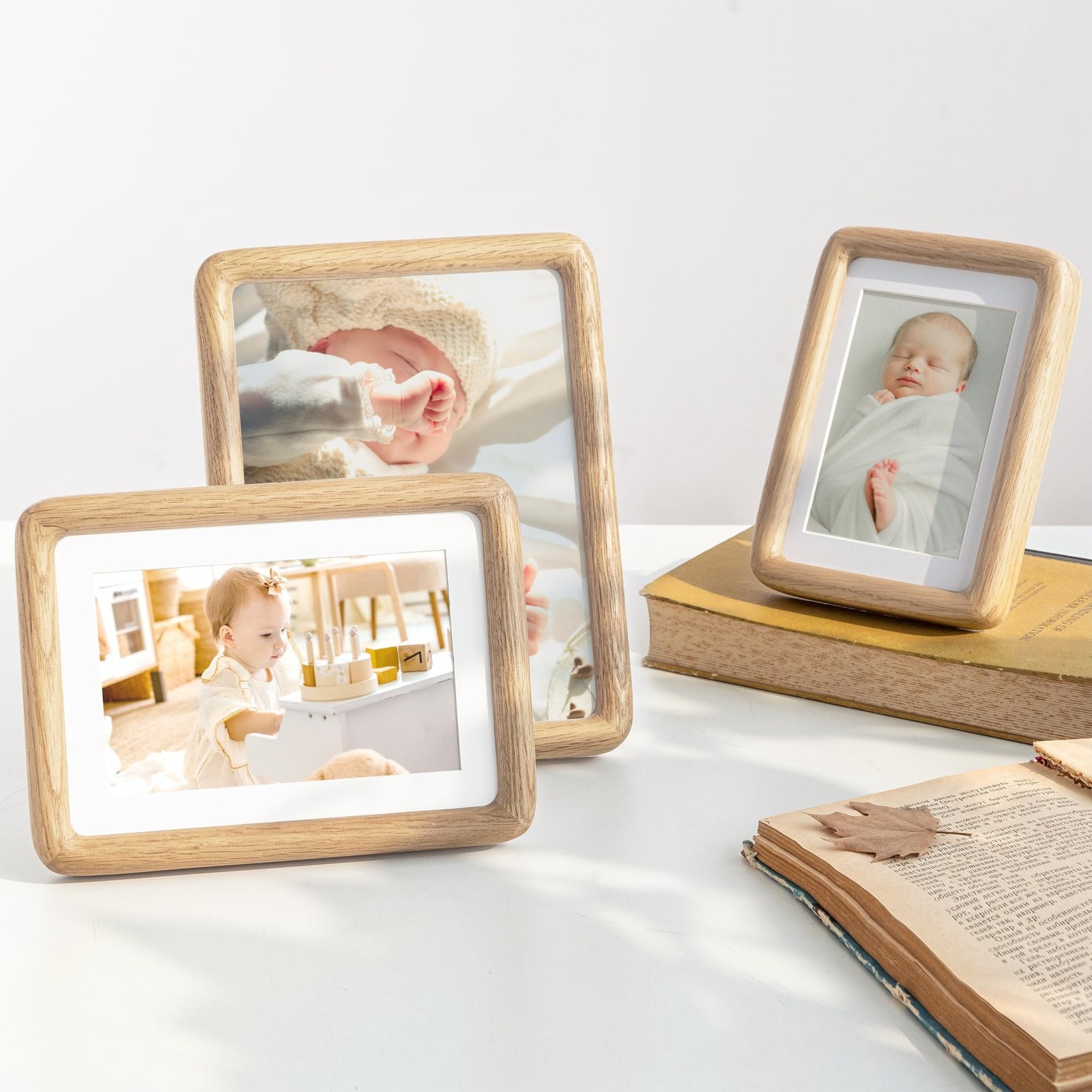 5×7 Picture Frame, Natural Solid OAK Wood Photo Collage Frame with HD Tempere…