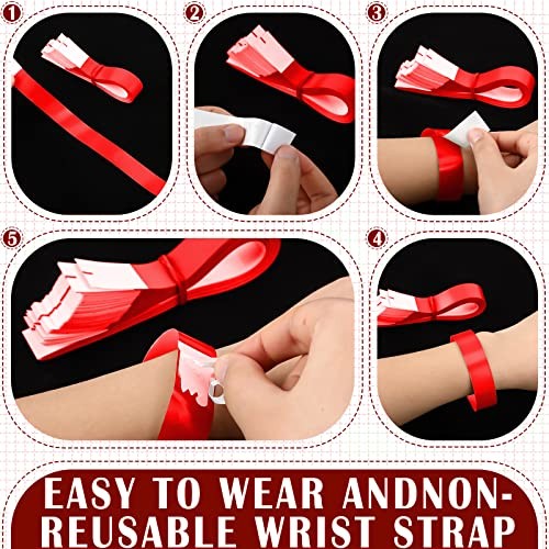 2400 Pack Neon Paper Wristbands Bulk – Waterproof, Lightweight, Adhesive – Red