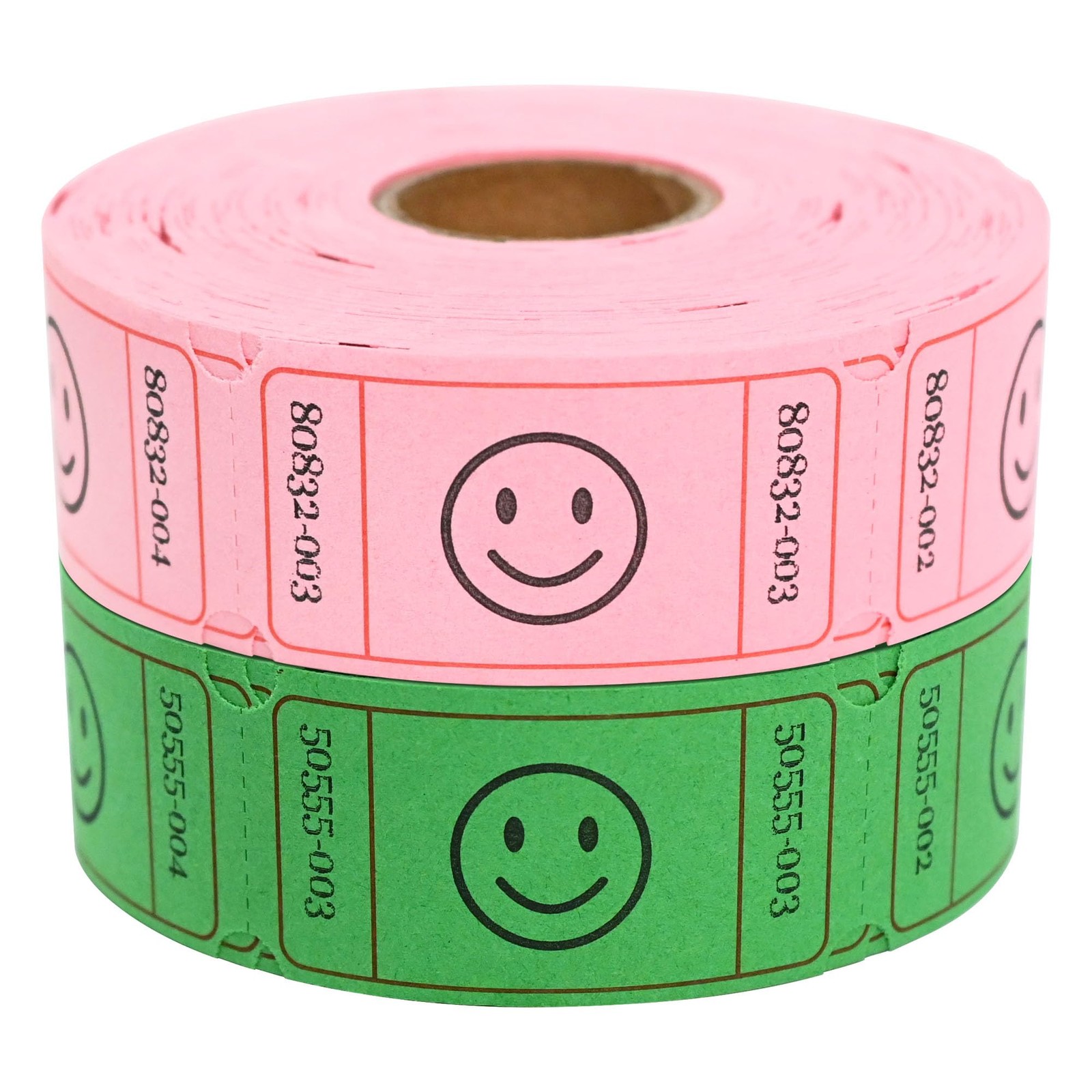 1000 Raffle Tickets, Smile,2 Color Set of 500 1″ x 2″ Single Roll,Tickets for