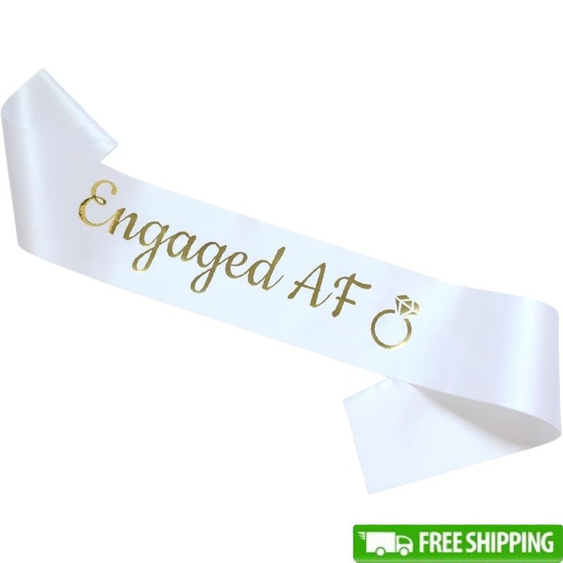 Engaged AF Sash Gold Wedding Bachelorette Bridal Shower Party Favor Decor New