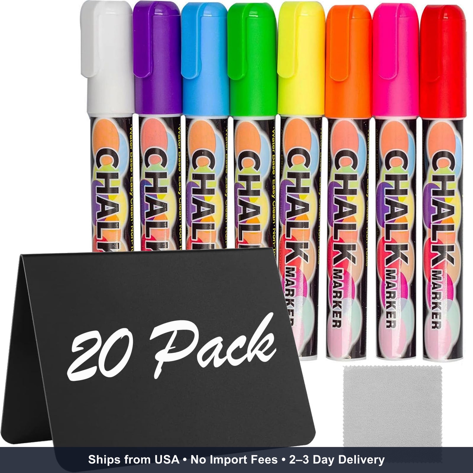20PC Mini Chalkboard Signs Food Labels Buffet Display Reusable V Shape 8 Chalk