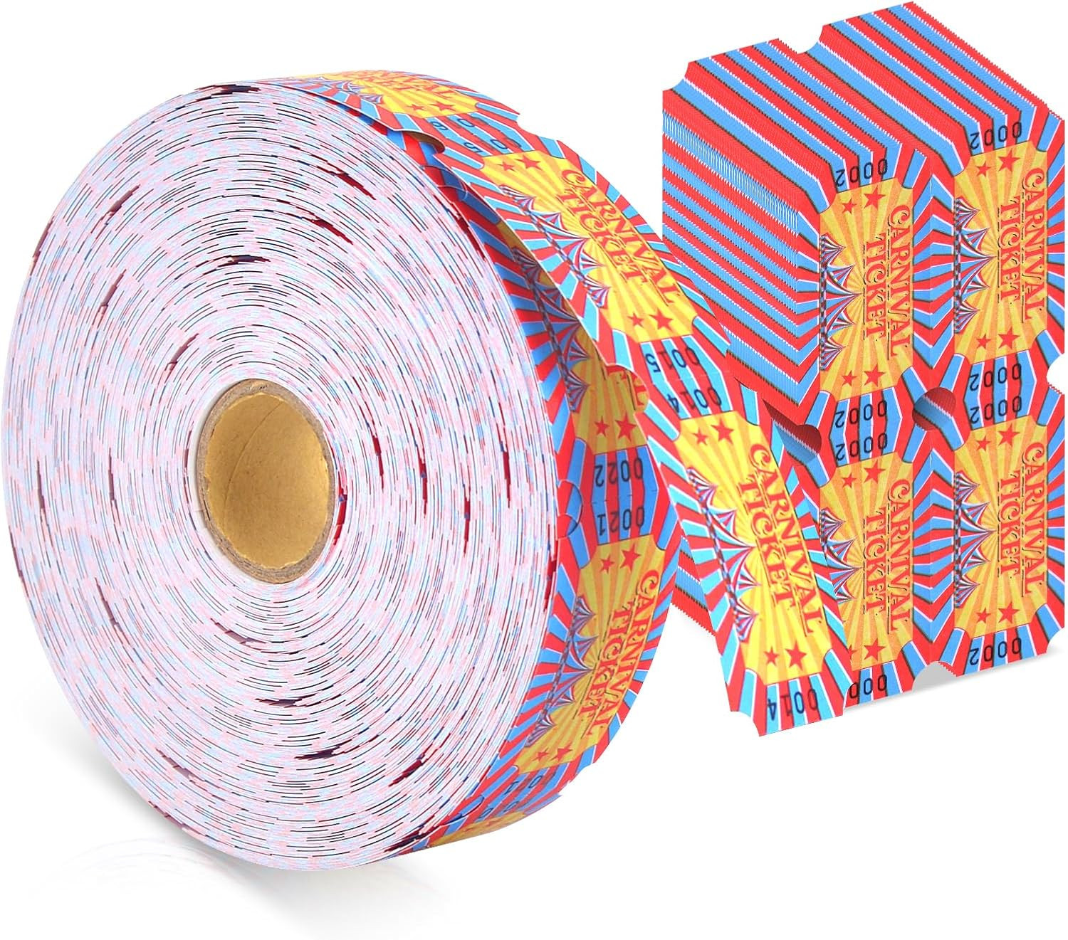 1000 Pcs Carnival Raffle Tickets, Single Roll Party Decorations