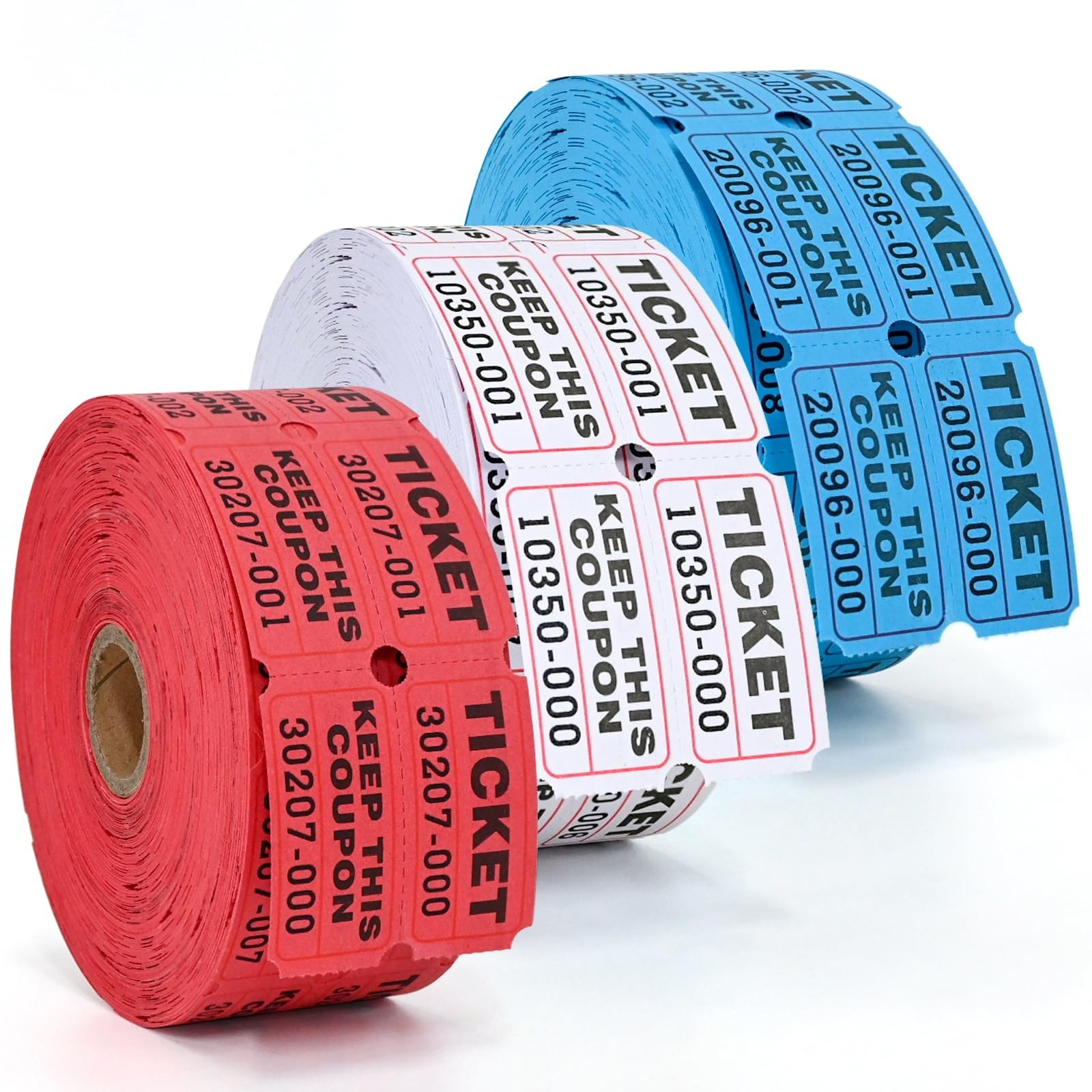 3000 Consecutively Numbered 50/50 Raffle Tickets – Double Roll for Events, Parti