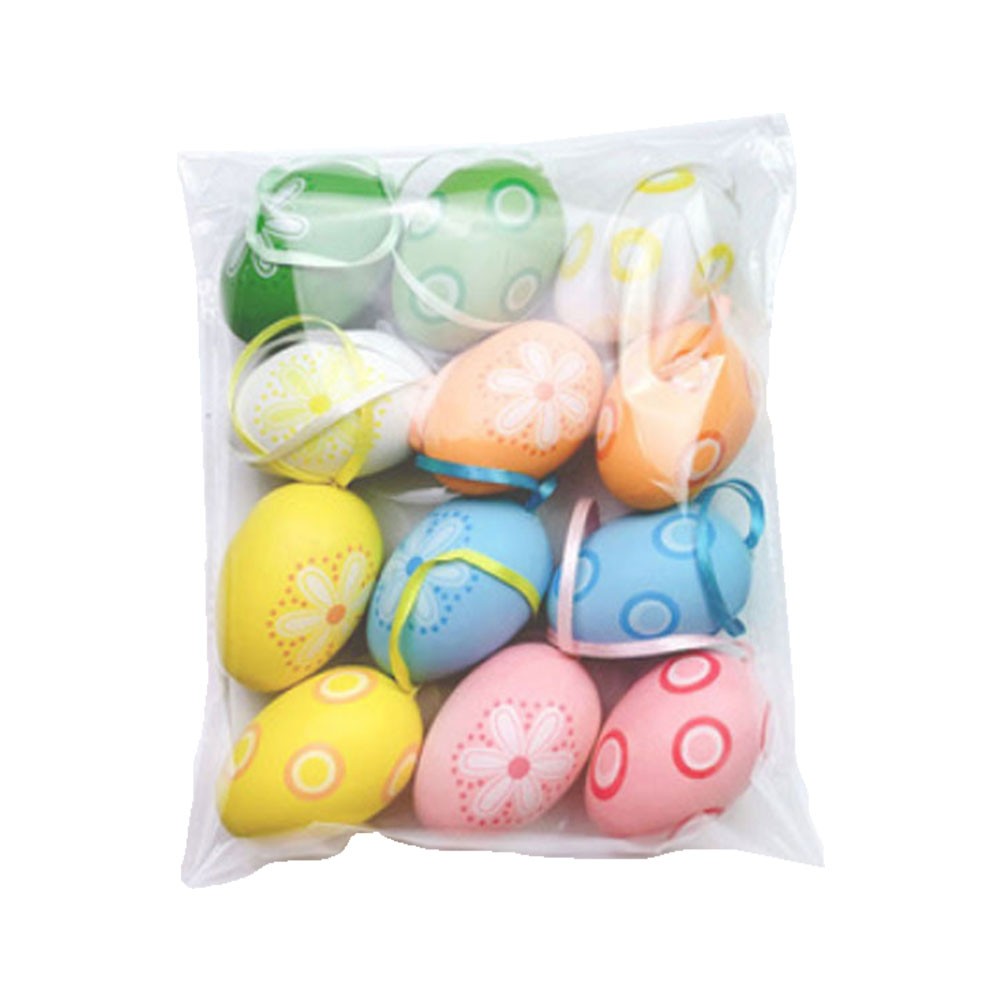 Easter Eggs Decorations,12Pcs Easter Eggs Hanging Ornaments,Painted Egg JQ