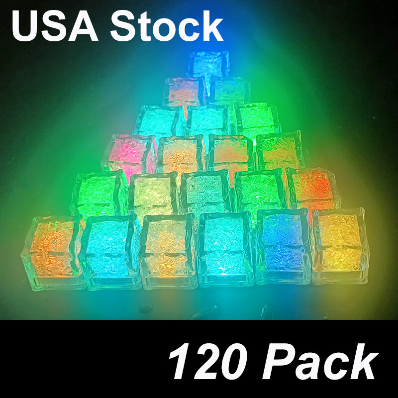120PCS Waterproof Glow LED Ice Cubes with Liquid Sensor for Wedding Party Drinks