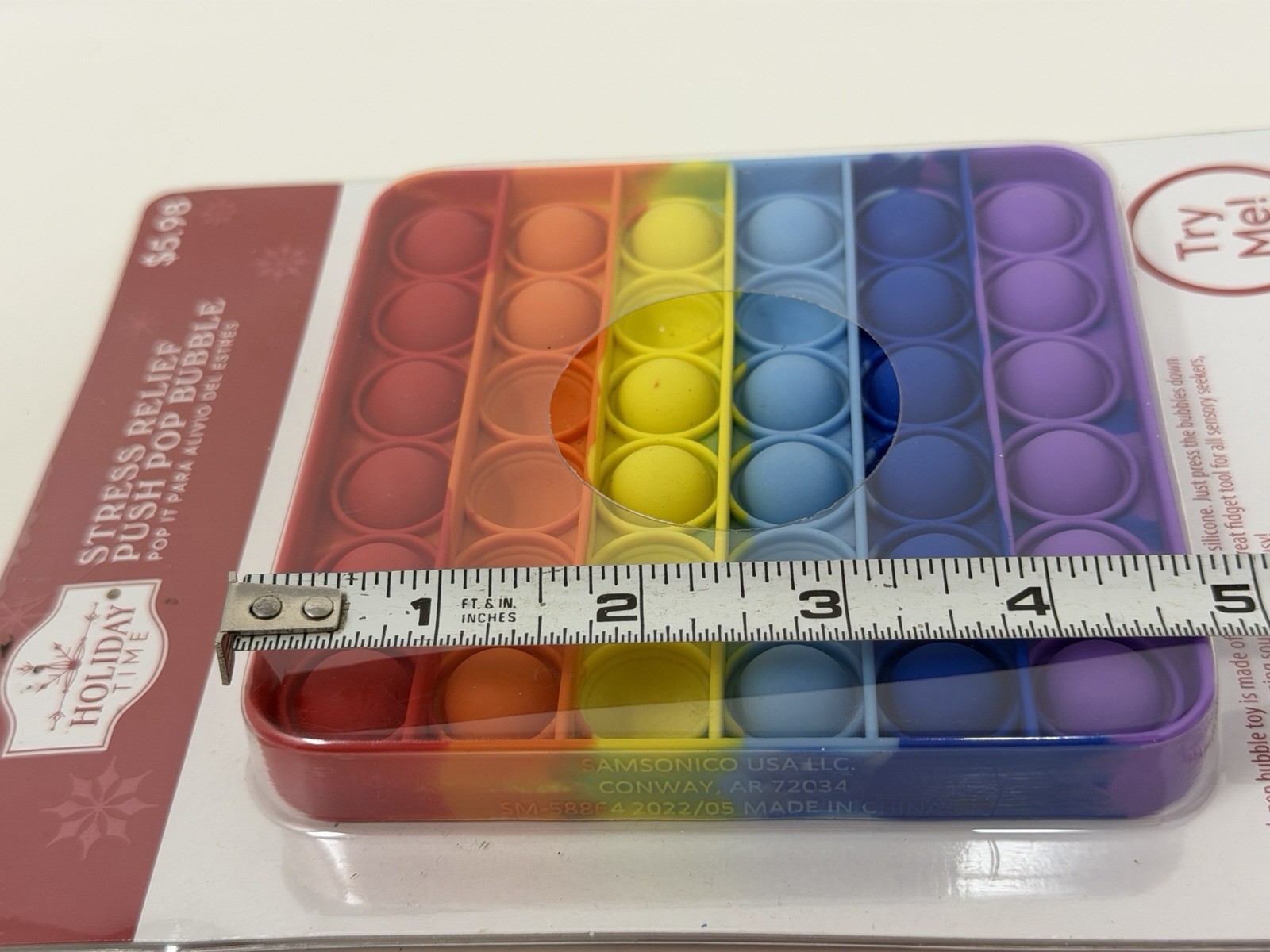 Holiday Time Rainbow Push Pop Bubble Toy – Stress Relief for Kids