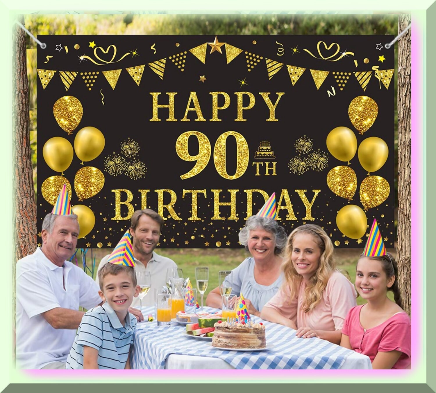 Gold and Black 90th Birthday Backdrop
