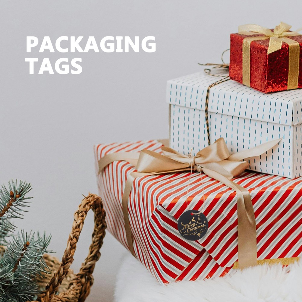 100Pcs Black Paper Gift Tags for Christmas Durable Decorative Hanging Tags