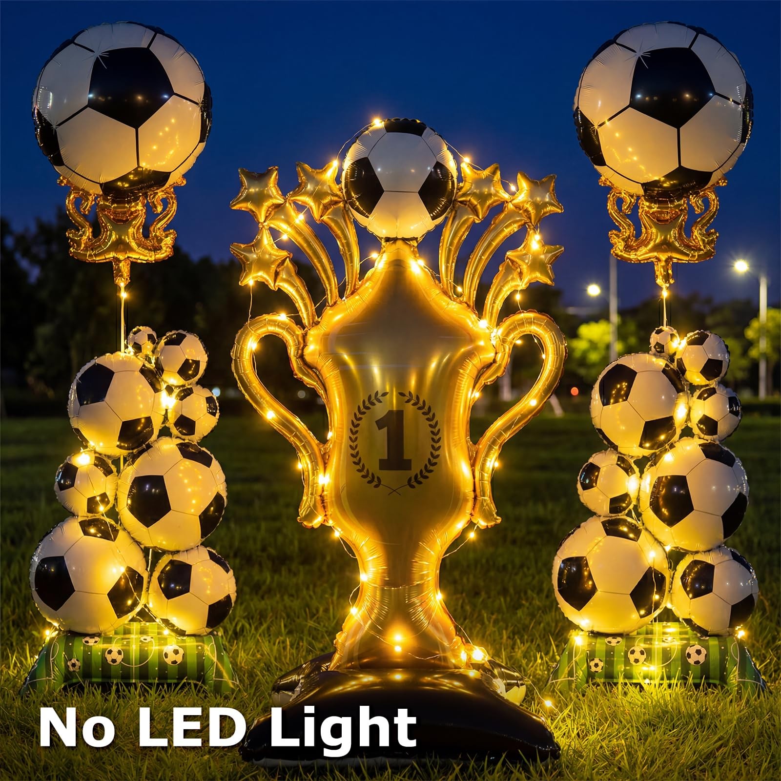 5 Pcs Soccer Balloons Party Decorations Set, Extra 32.5″ X 59″, Black Gold