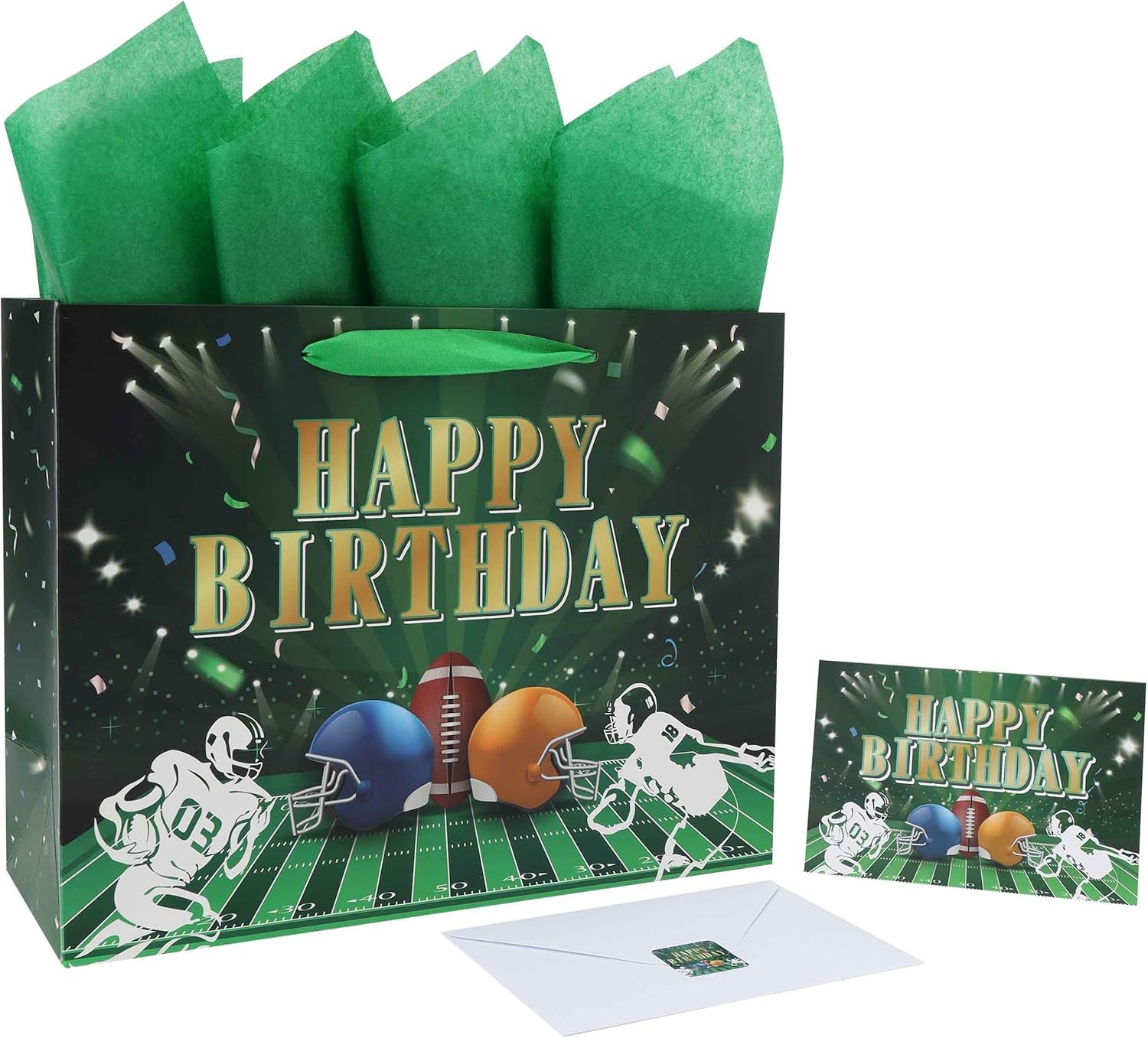 13” Lar Football-themed Birthday Bag Set with Handles,