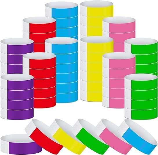 1200 Pack Paper Wristbands for Events Variety Neon Wrist Bands Lightweight Conce