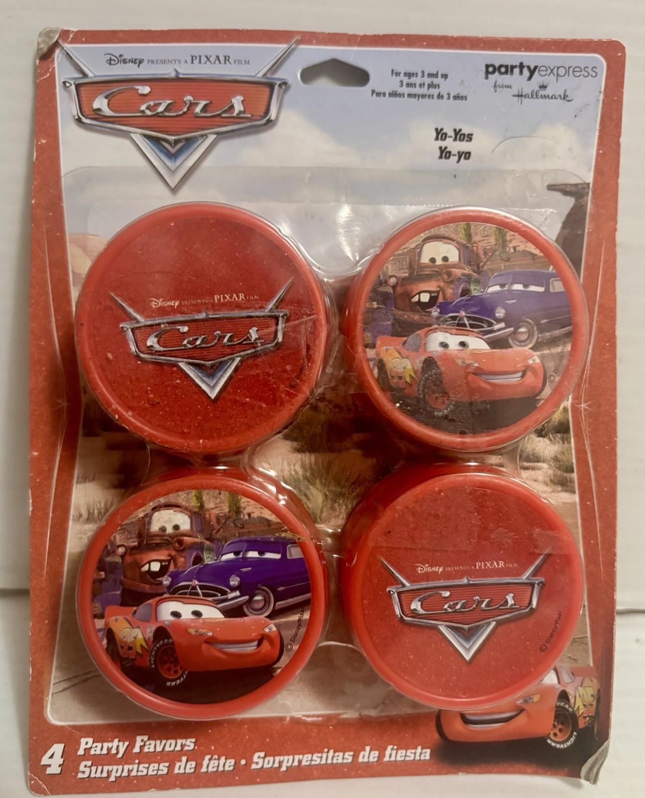 Hallmark Party Express Disney Pixar Cars Party Favors 4 Yo-Yos NEW Fast Shipping