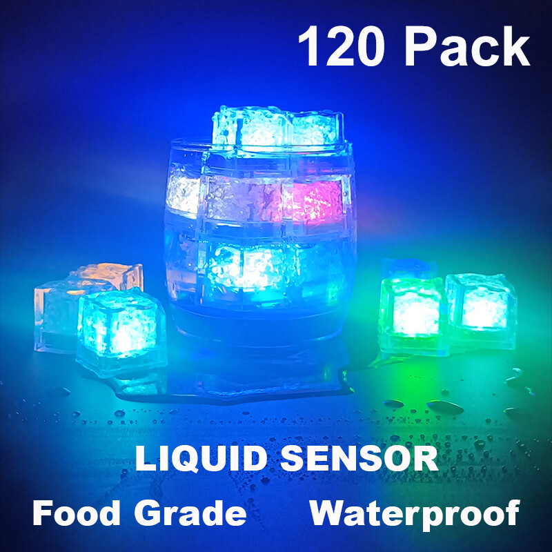 120X Bar Glowing LED Ice Cubes Flash Light For Party Wedding Wine Glass Decorate