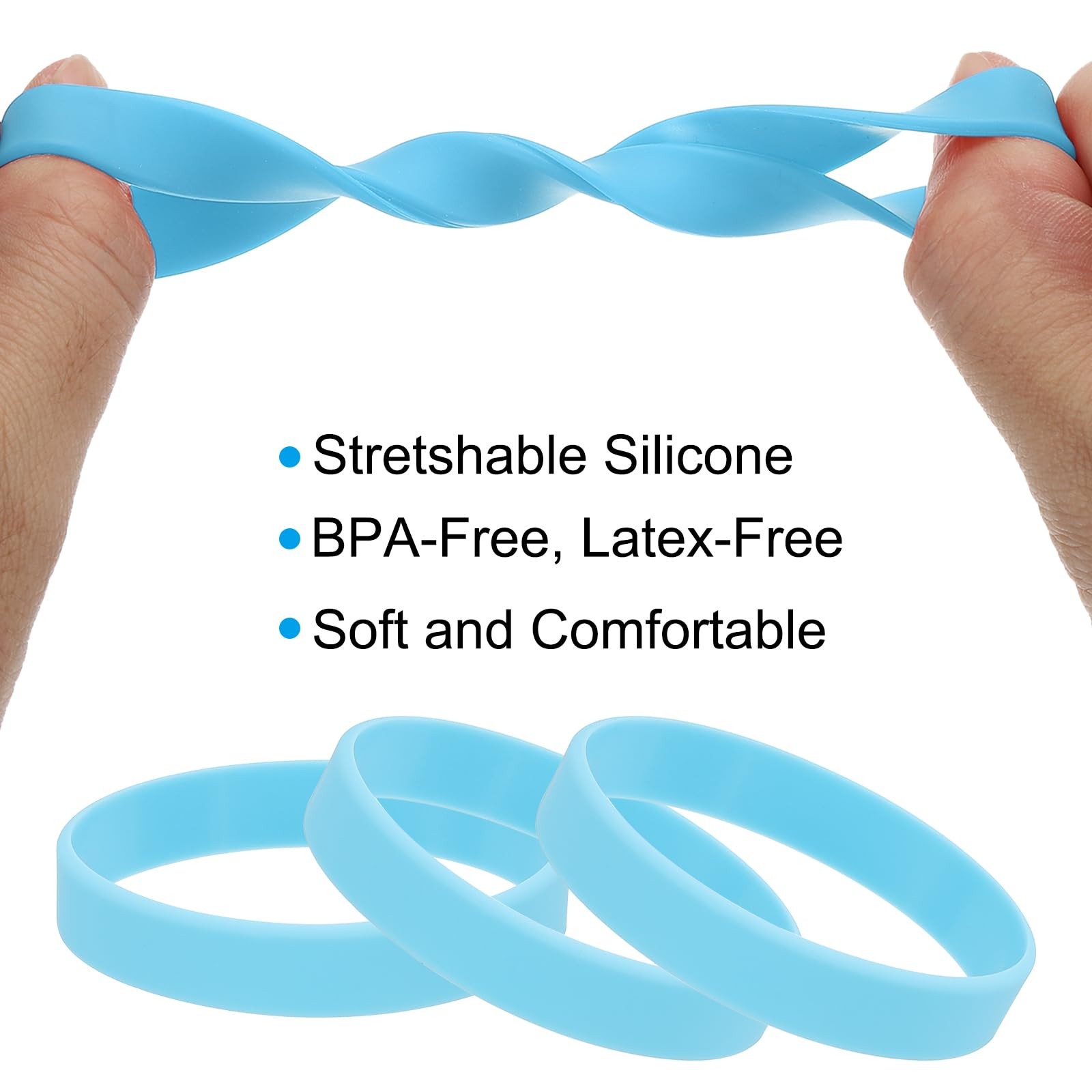 Silicone Rubber Bracelets, 12 Pcs Solid Color Blank Stretch Wristbands Sports…