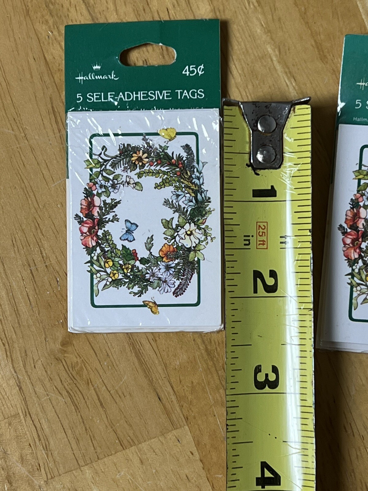 VTG Hallmark 15 Self-Adhesive Gift Tags NEW SEALED USA Floral Butterfly Wreath