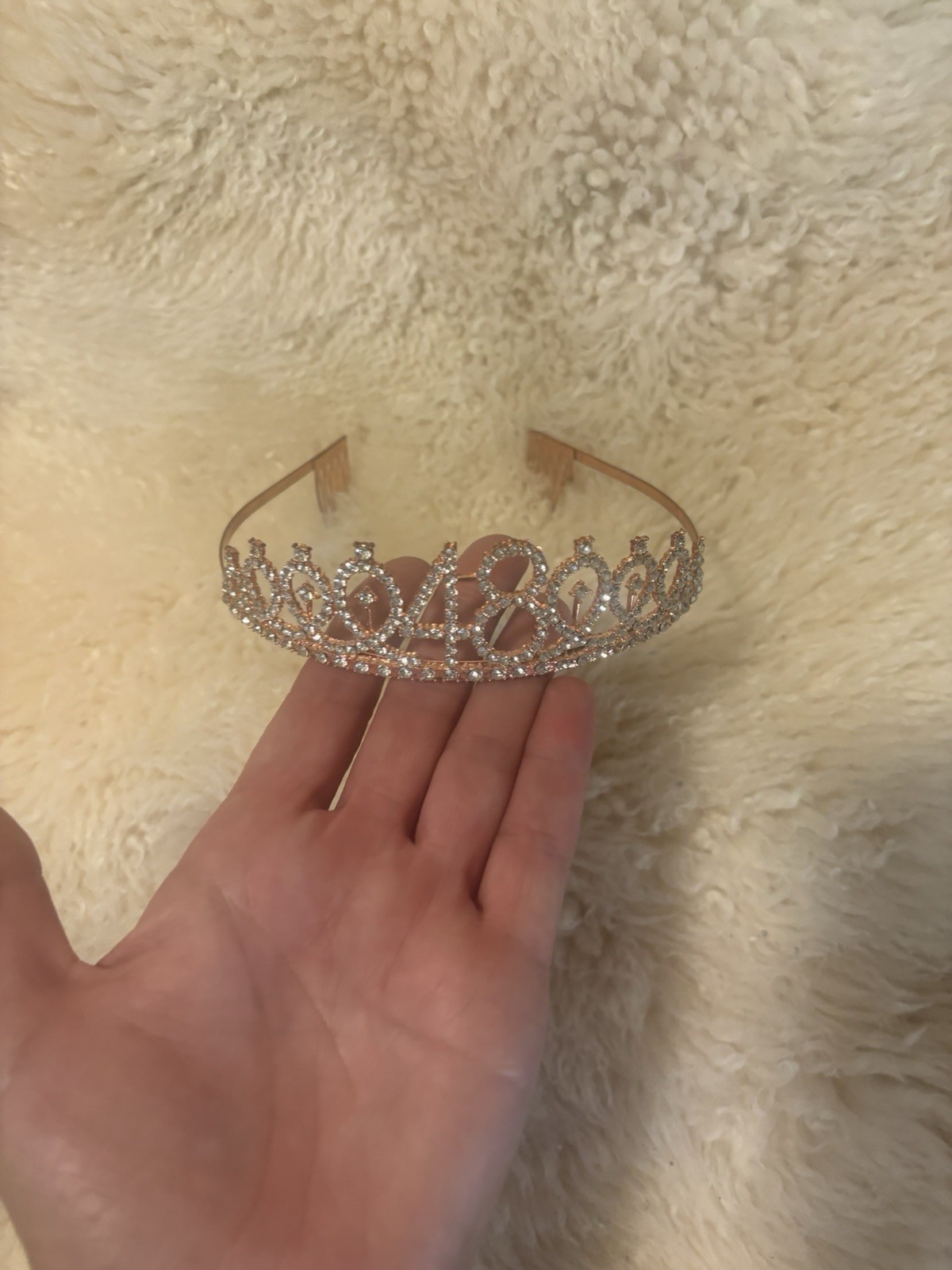 Rose Gold Silver 48th Birthday Tiara Gift Rhinestone Crown Headband 48