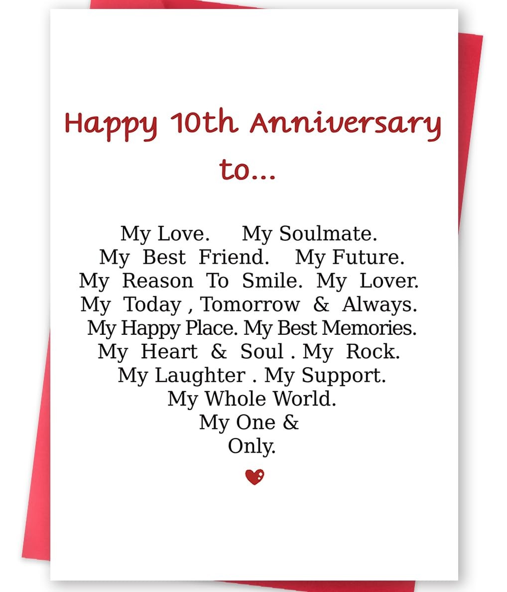 MQMRYeto Funny 10th Anniversary Card For Men Women, 8.0*5.3 inches, white-78