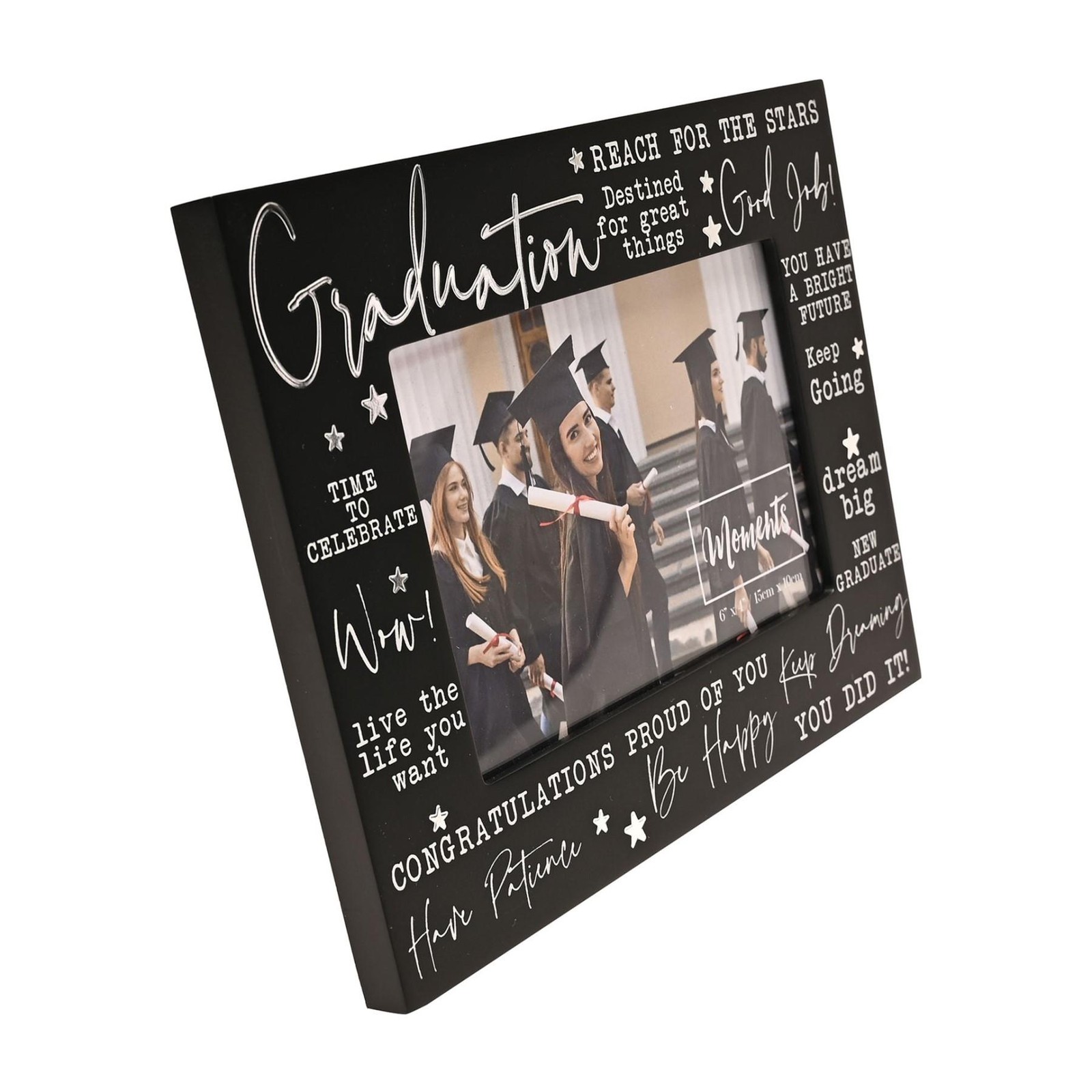 Black Graduation Photo Frame 6′ x 4′ with White wording