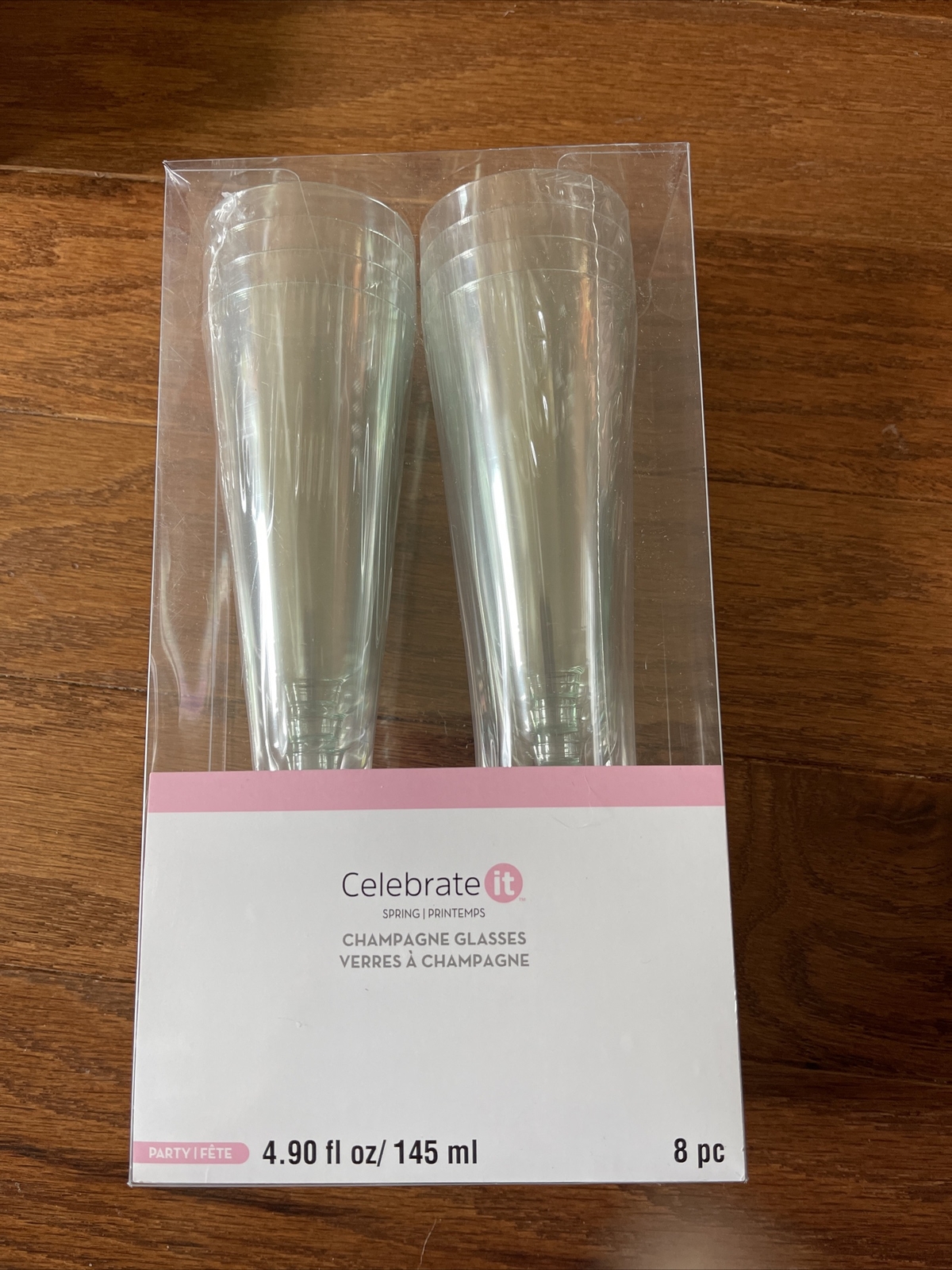Celebrate It Clear Tall Plastic Champagne Glasses 8 Ct NIB