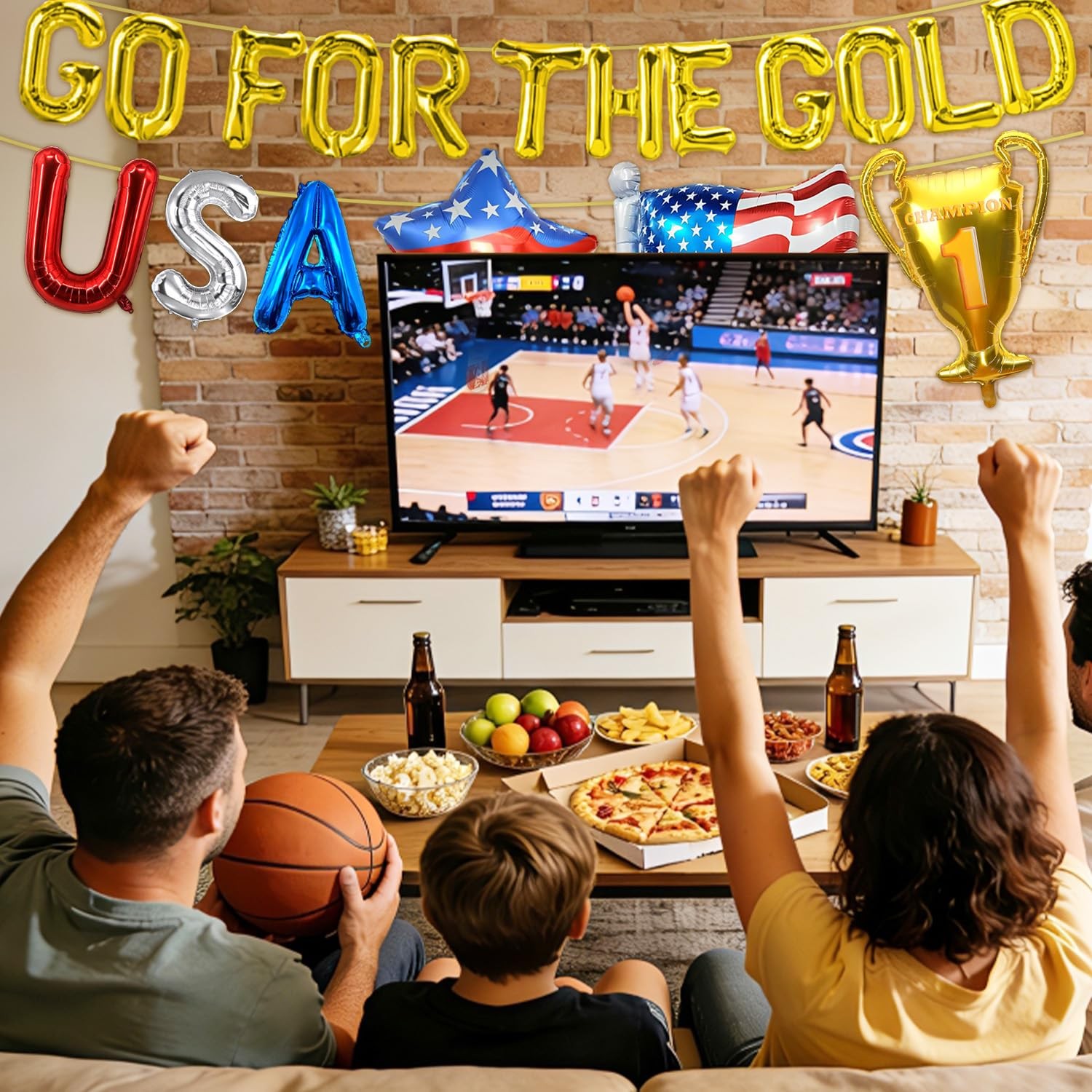 GO FOR THE GOLD Sports Balloons 2026 World 22 inches, Red, Silver, Blue, Gold