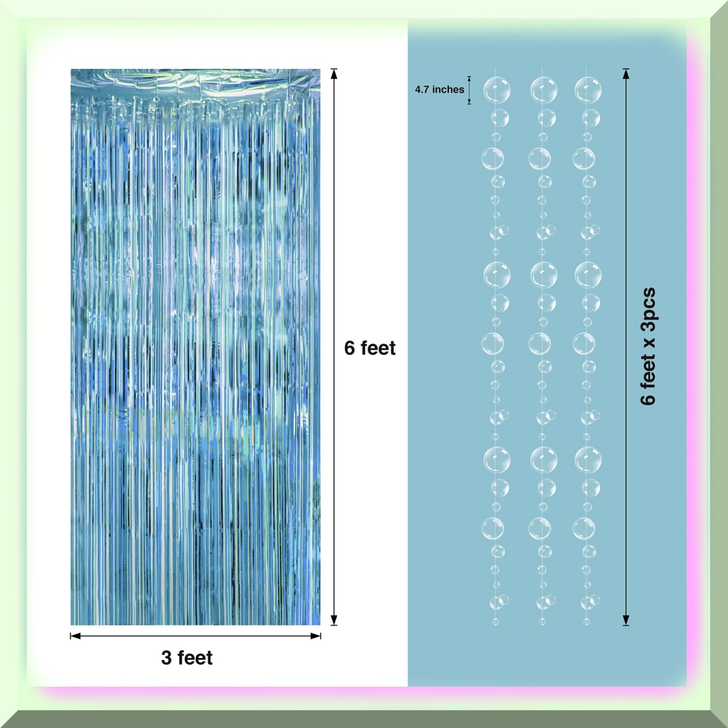 Underwater Bubble Party Kit with Tinsel Backdrop