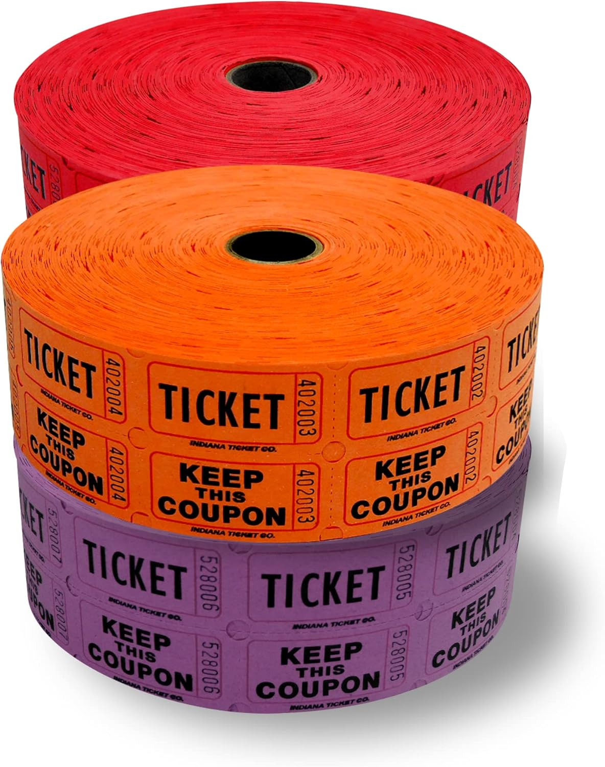 Raffle Tickets – 4 Rolls of 2000 Double Tickets – 8,000 Total – Dark Assorted Co