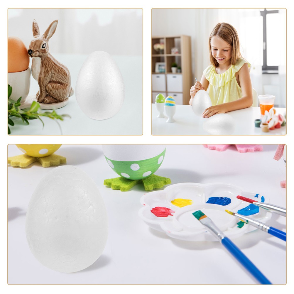 3Pcs Durable Foam Eggs for DIY Easter Crafts White Faux Eggs for Painting