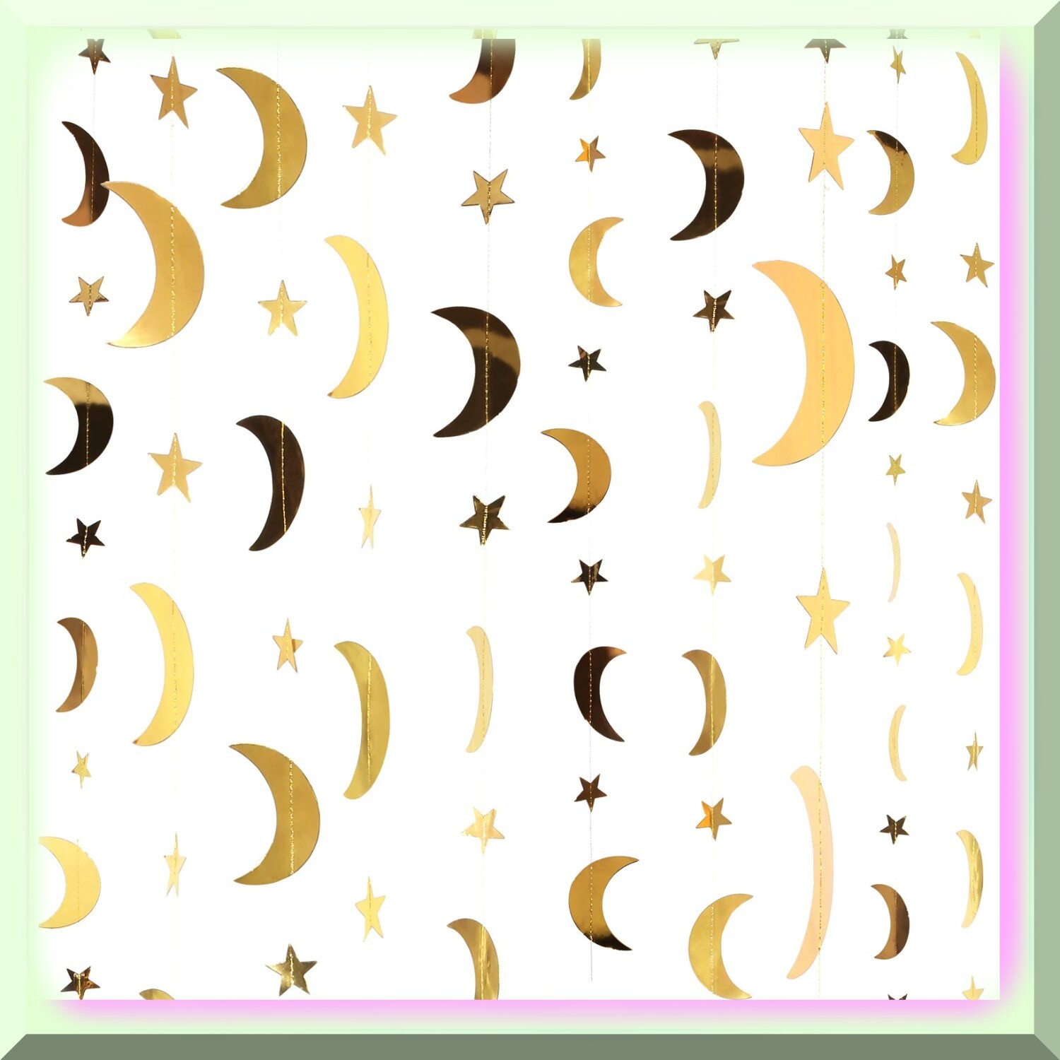 Gold Star Moon Garland 130ft for Celebrations