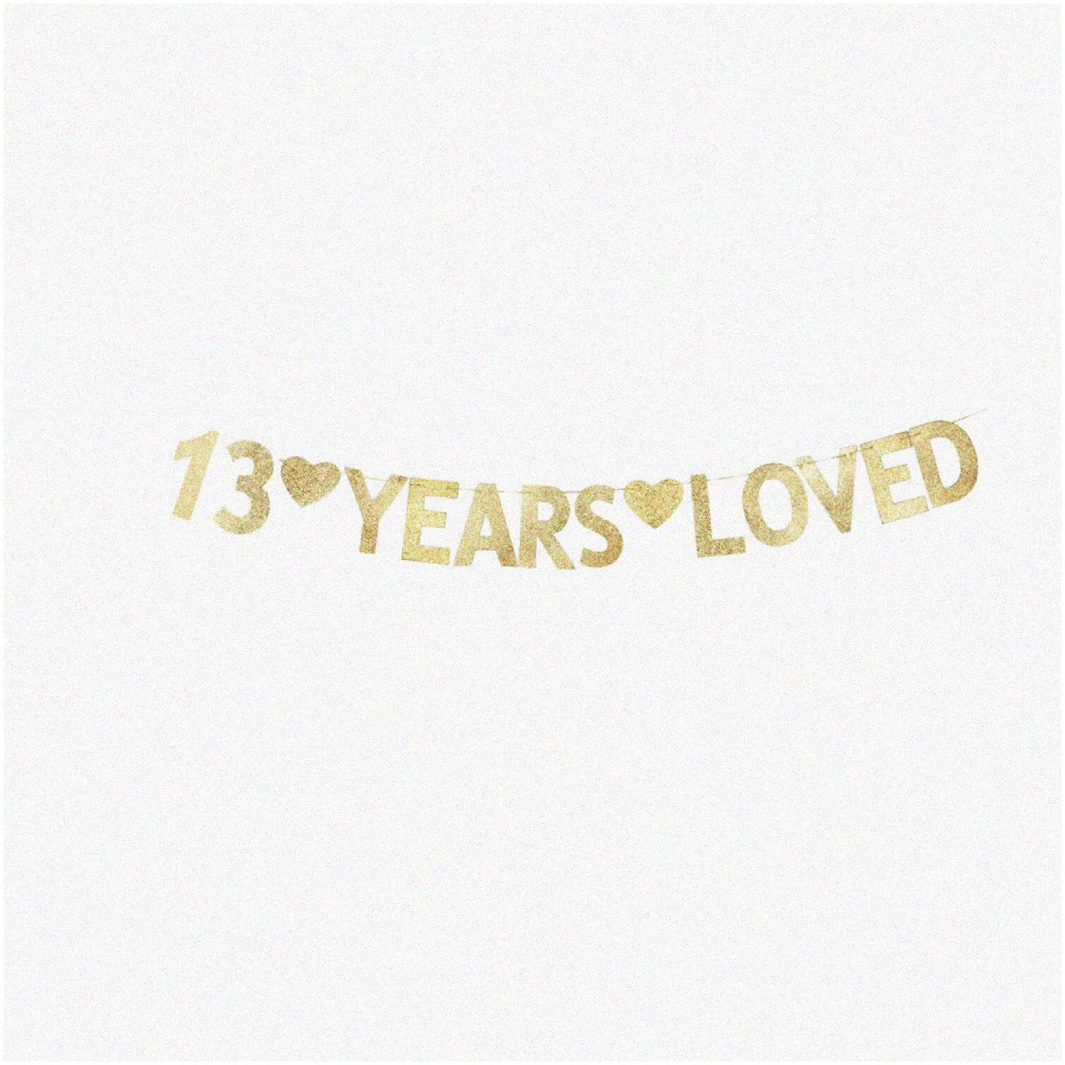 Golden 13th Celebration Banner with Glitter Paper