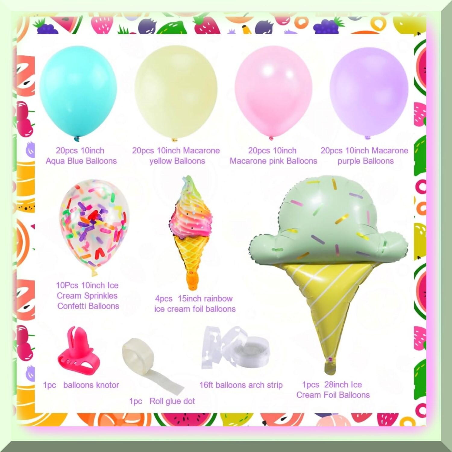 Sweet Creamy Ice Cream Balloon Garland