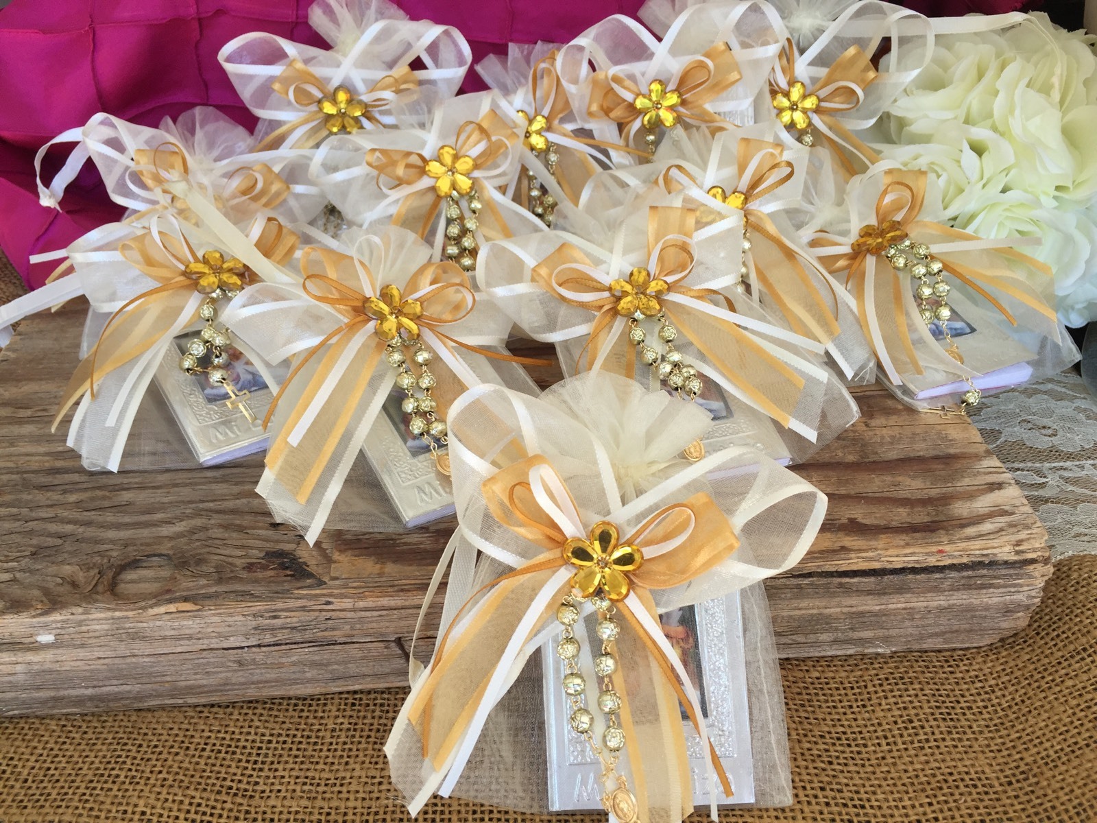20 IvoryColor Baptism Favors/ Recuerditos Bautizo/Christening Favor/ Mini Rosary