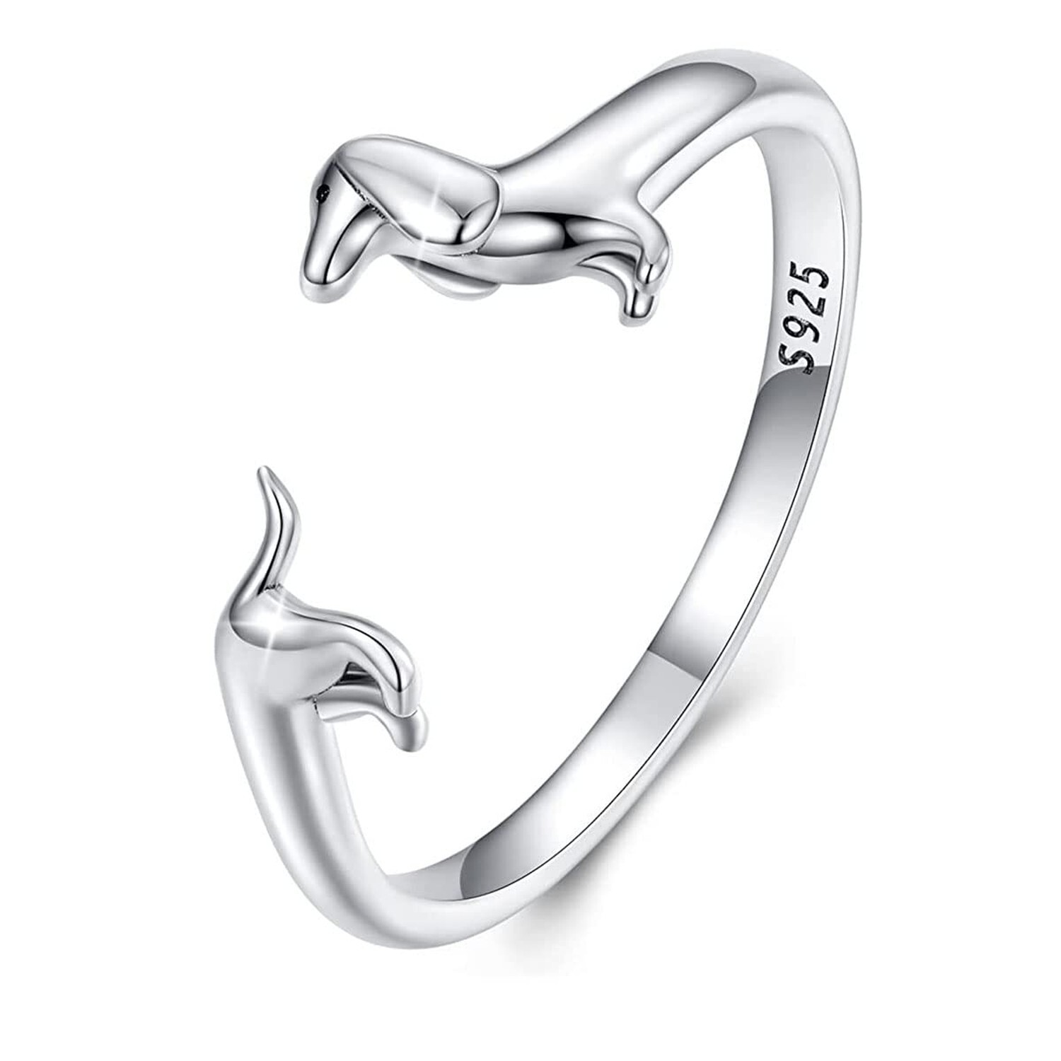 Dachshund Open Rings for Women S925 Sterling Silver Dachshund Open Ring