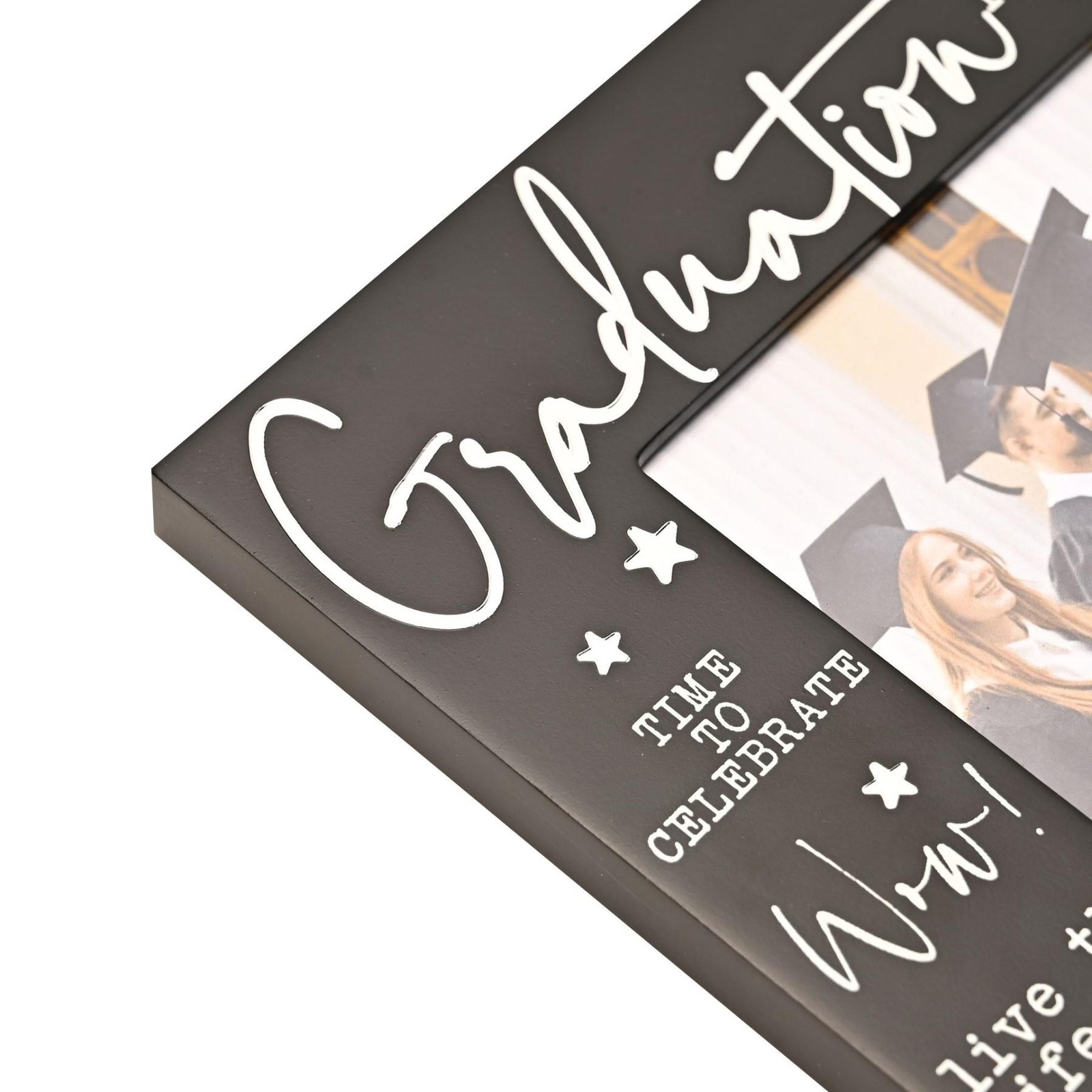 Black Graduation Photo Frame 6′ x 4′ with White wording