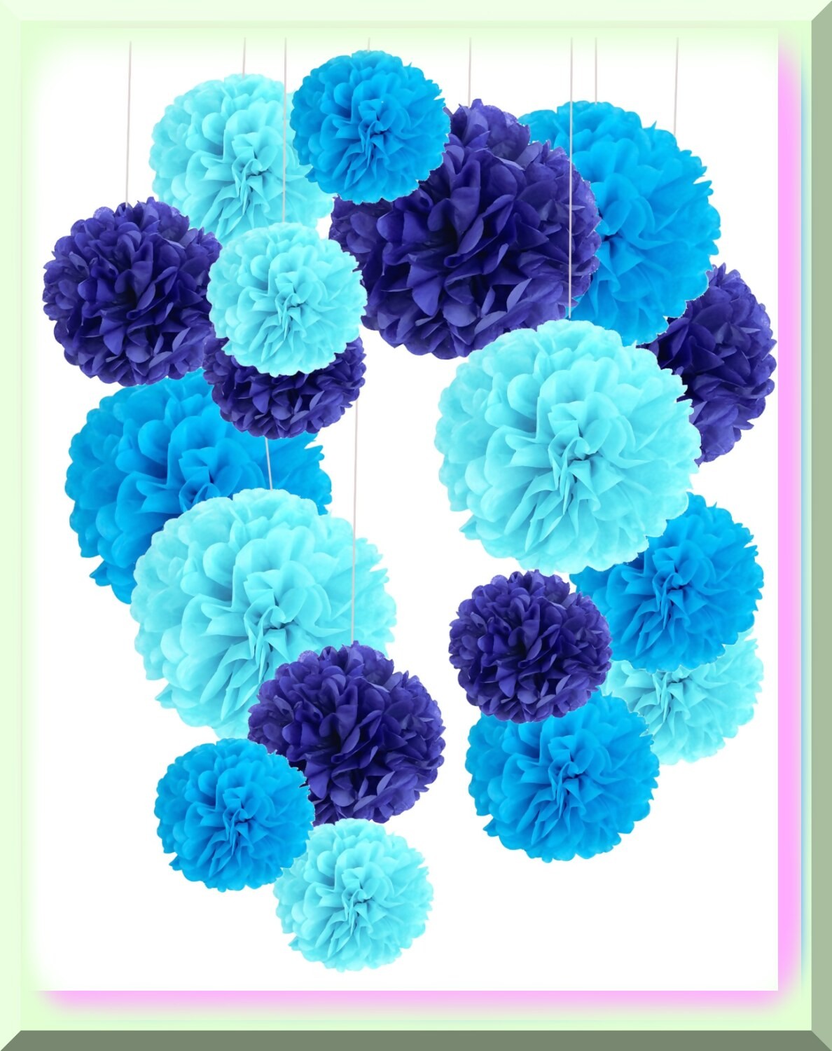 Sky Blue Tissue Paper Flower Ball Set for Celebrations