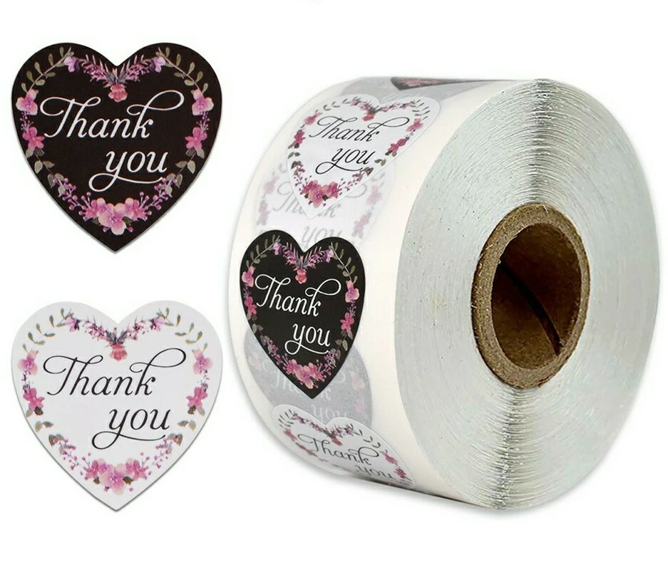 100 Pcs Set, heart thank you labels wedding/Party Supplies
