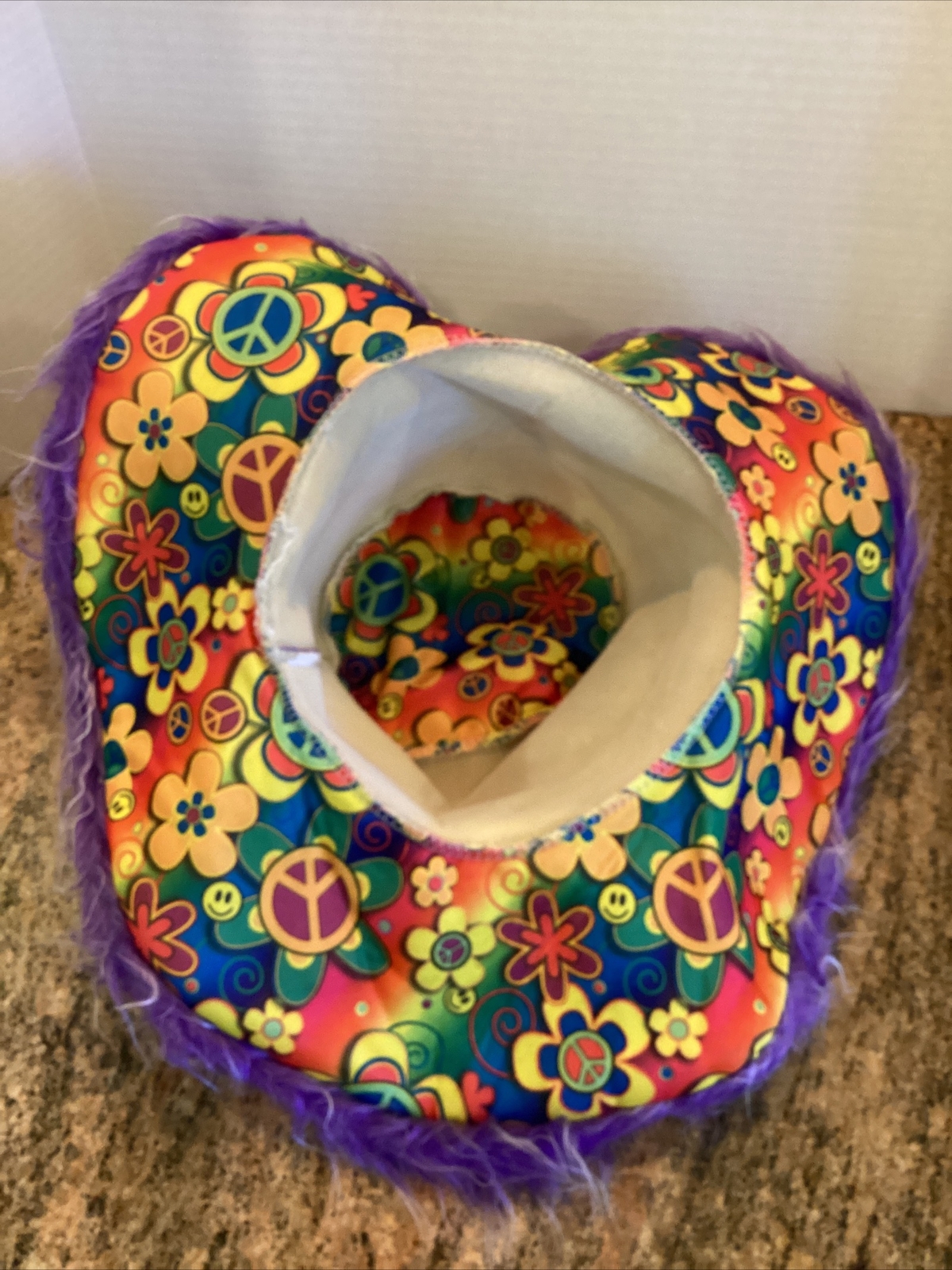 Fuzzy Peace Sign Wide Brim Party Hat Hippie Costume Party and Sunglasses