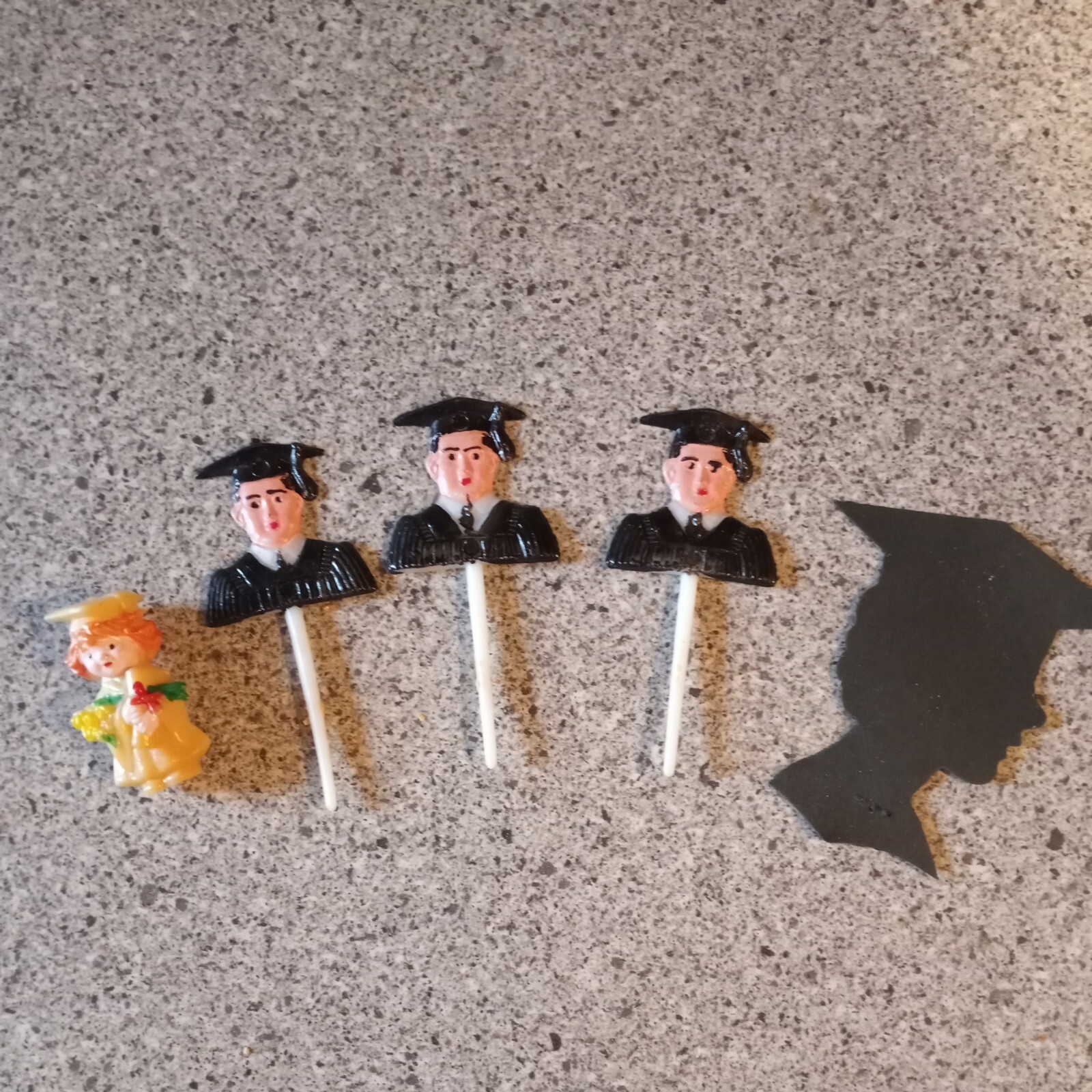 Vintage Graduation Cupcake Picks Cake Toppers Man Male Robe Boy  