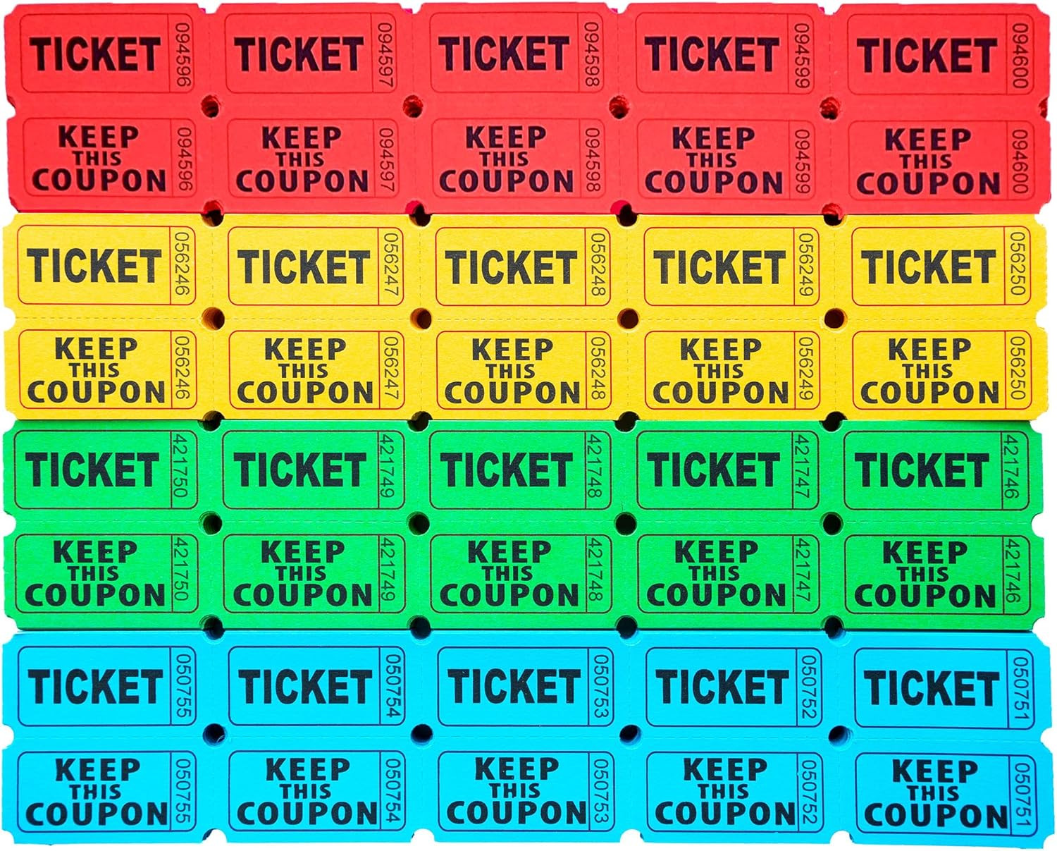 Homrelaxy 2000 Pcs 1000 Pairs Raffle Tickets, 50/50 Double Raffle Tickets, 250