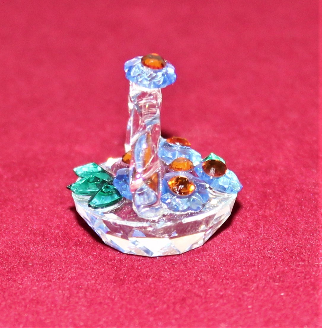 Birth Baptism Favor Set 4 Baskets With Swarovski Crystal Flowers New