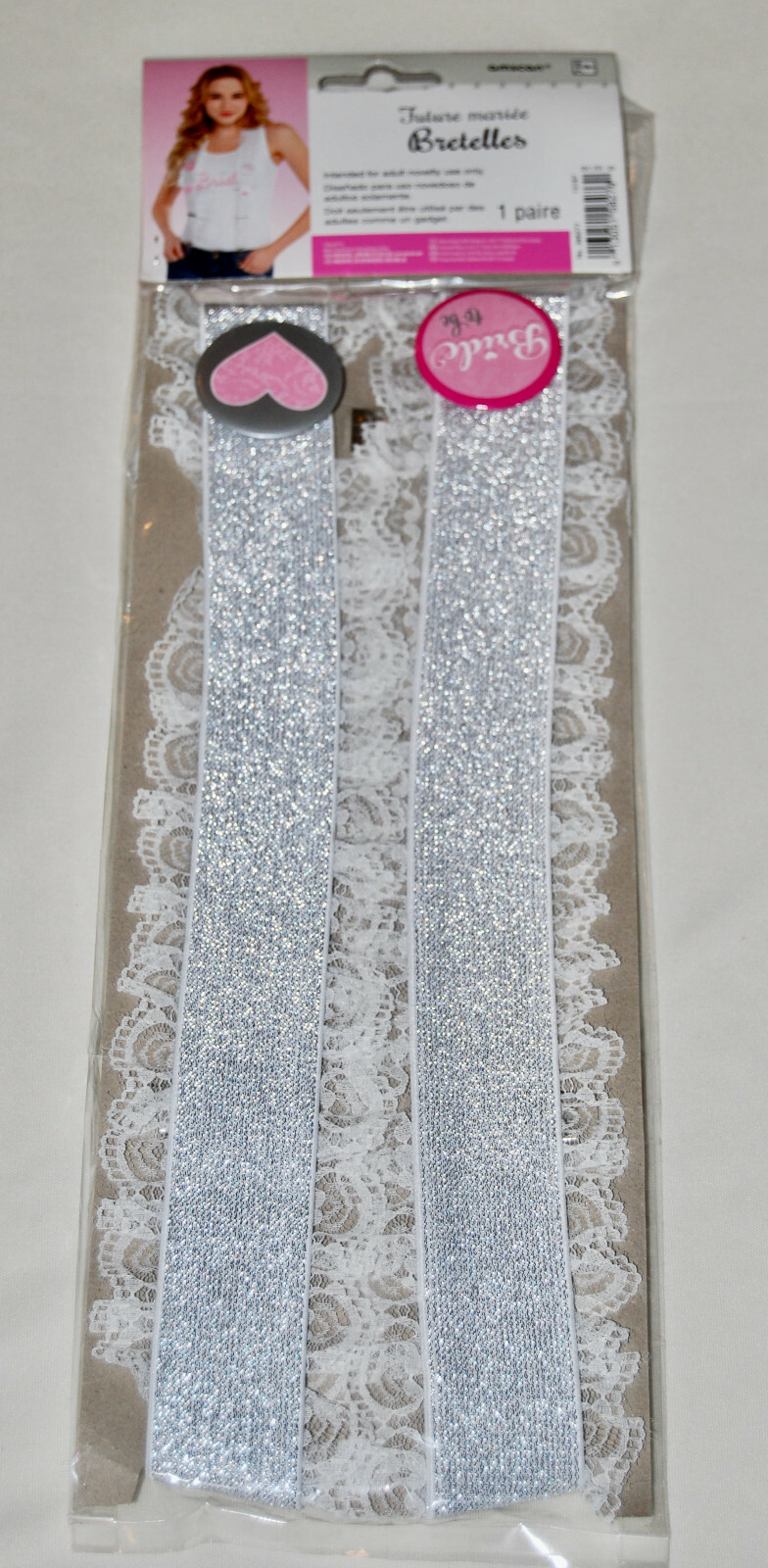 New Amscan Women’s White & Silver BRIDE TO BE Bachelorette Party Suspenders O/S