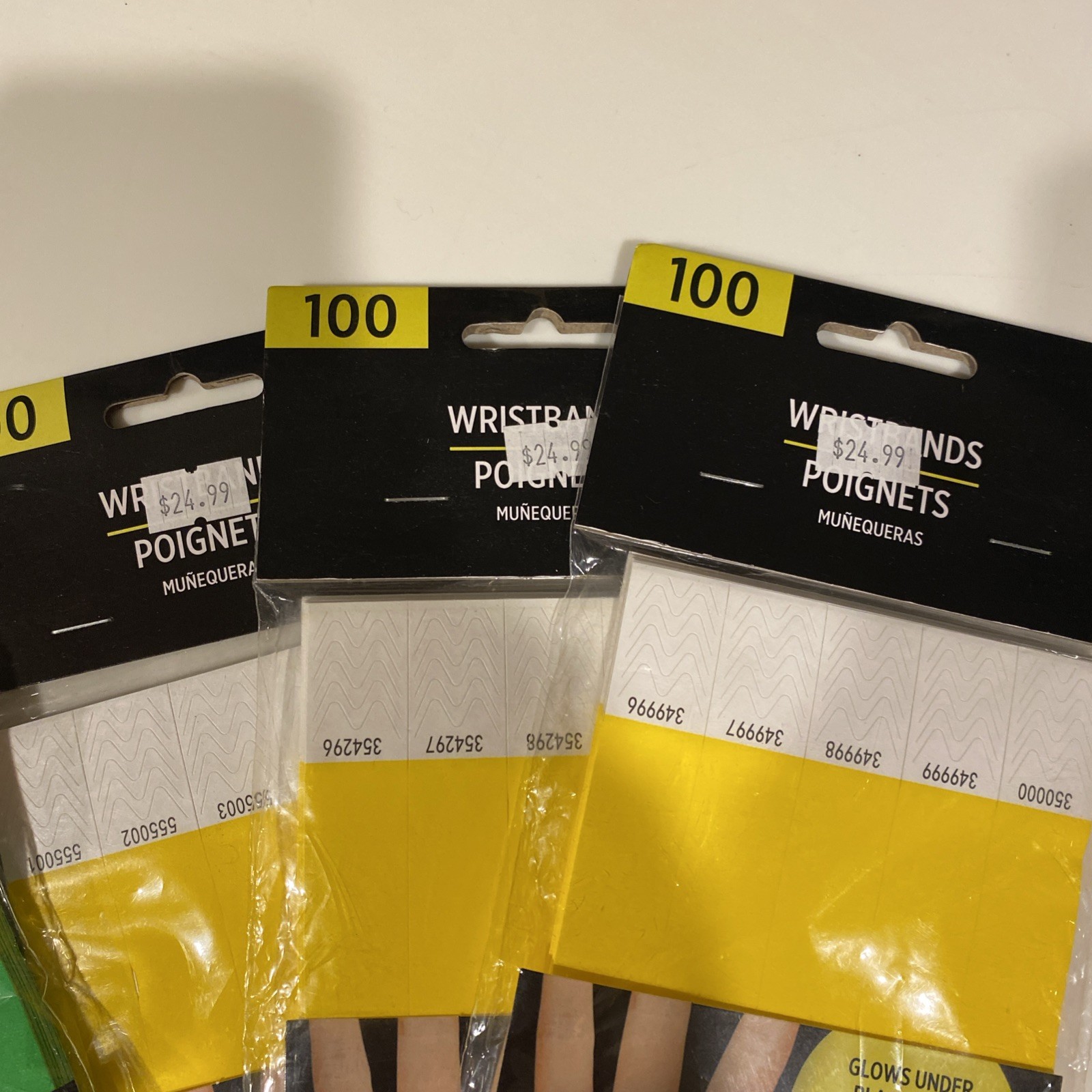 Amscan Tyvek Wristbands 2300 Count Assorted Colors Solid & Chevron Numbered New