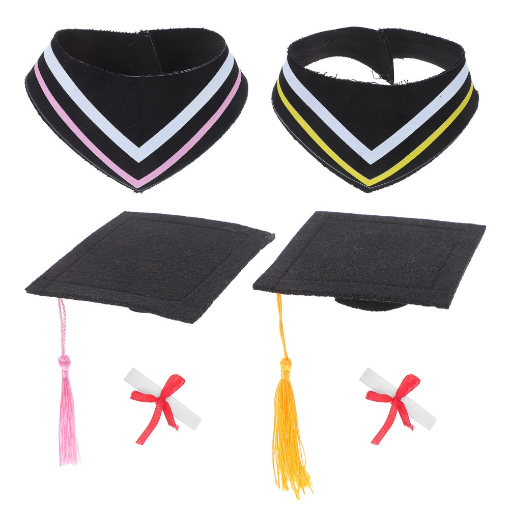 2 Sets Graduation Toy Bear Doll Outfit Graduation Gown Set Assorted Color Plush