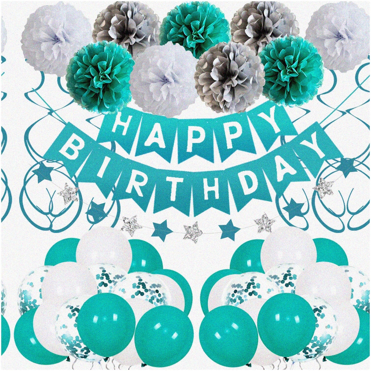 Teal Birthday Balloons and Decorations