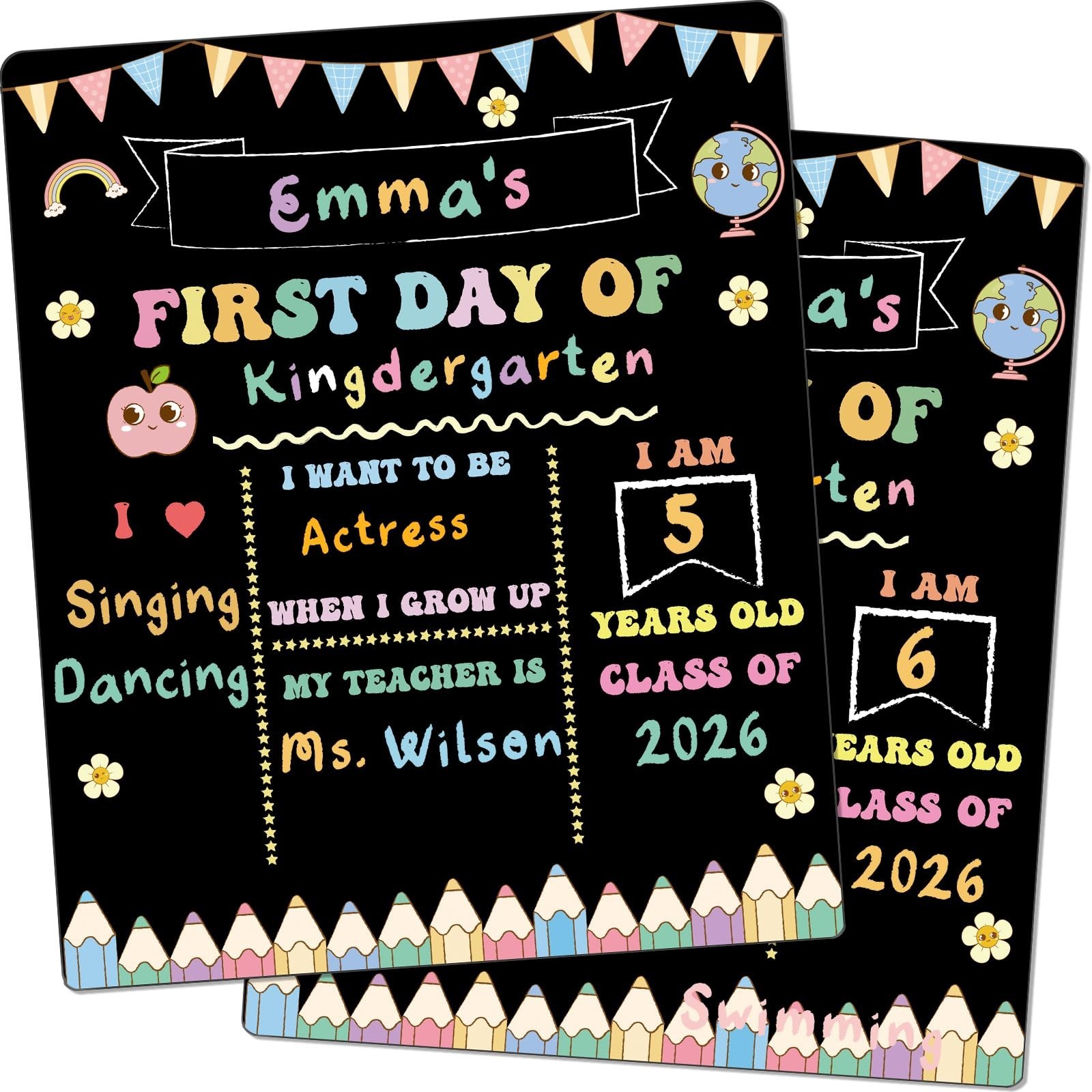 First and Last Day of School Sign Board Double Sided 1st Back to School Suppl…