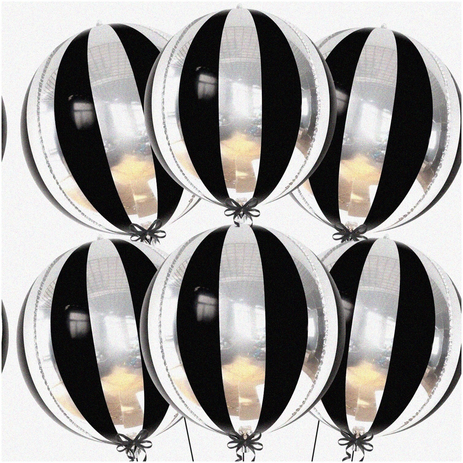 Silver Black and Silver 4D Balloon Set with Large Foil Balloons