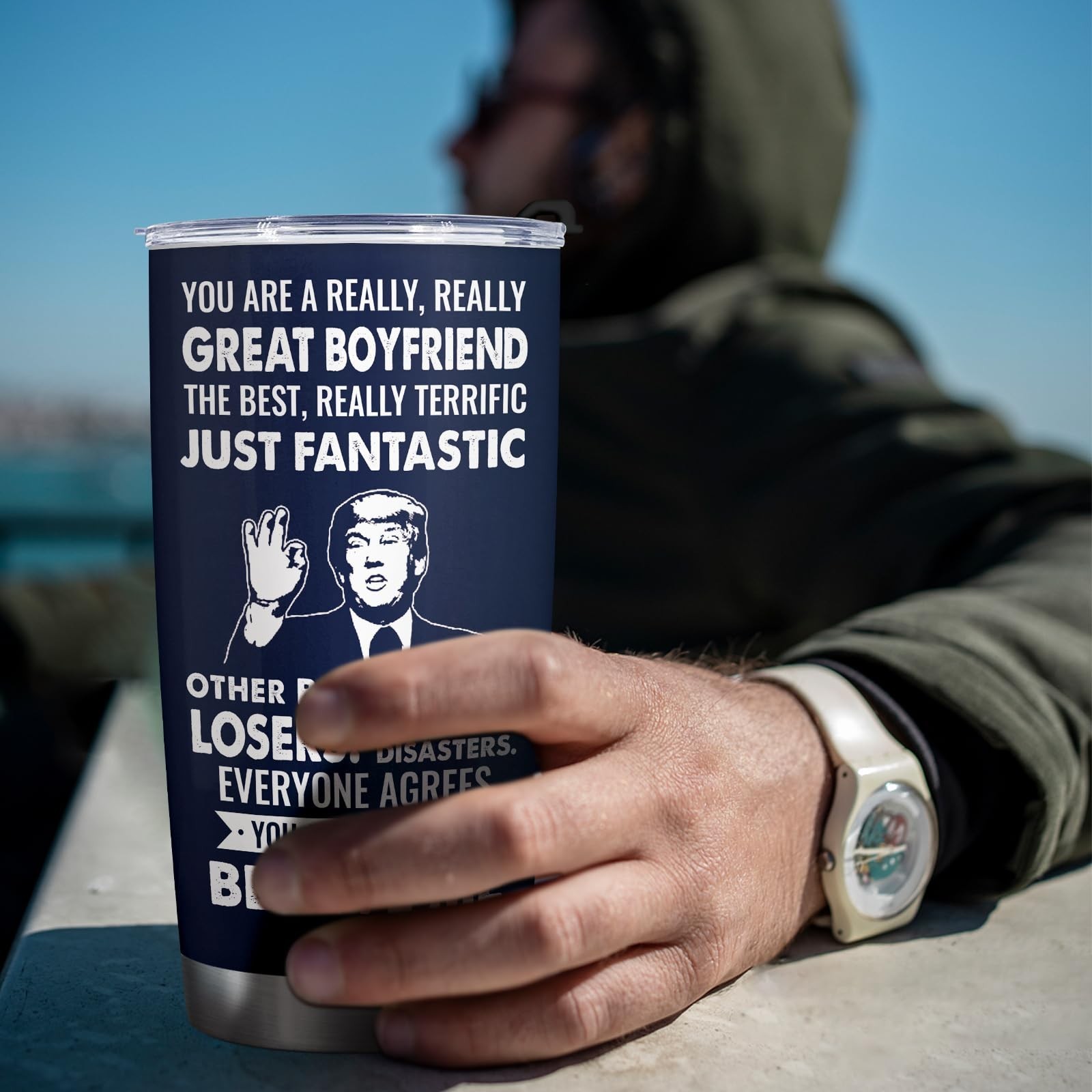 Aurahouse Funny Gifts for Boyfriend Tumbler 20oz, Boyfriend Birthday Gifts, A…