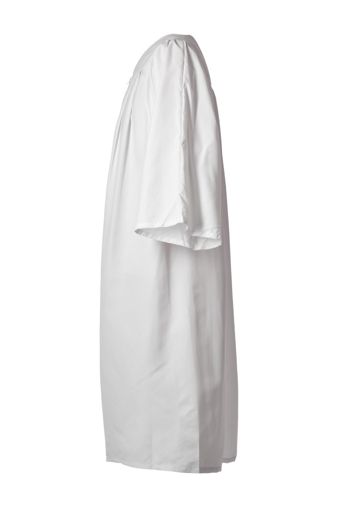 Choir Robe White Zip Gown Mens Priest Preacher Church Flat Pleat Graduation Lady
