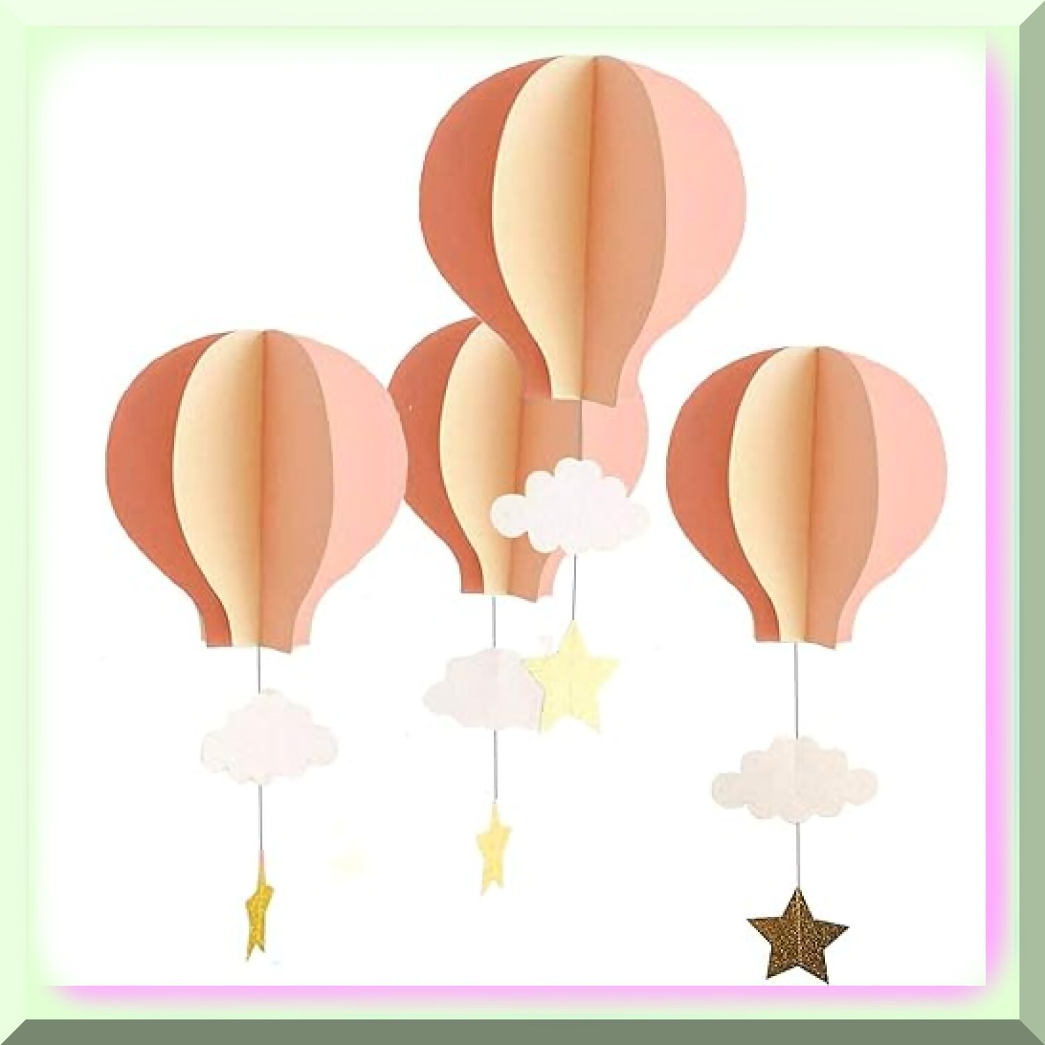 Large Pink Hot Air Balloon Decorations Set