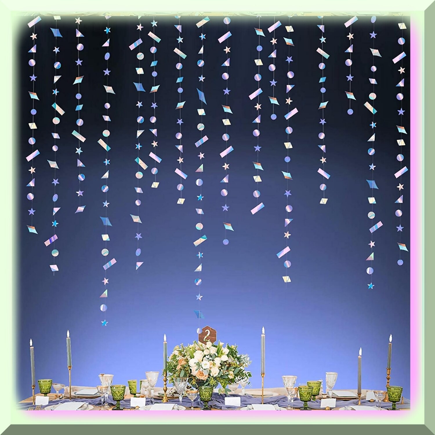 Iridescent Confetti Garland and Backdrop Set
