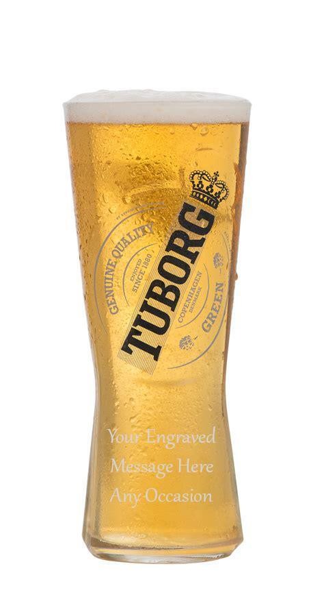 Personalised Tuborg Pint Glass Gift for Him/Her Slim Engraved with Your Message
